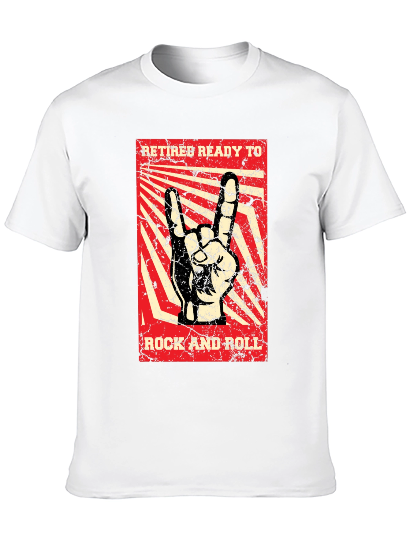Black Retiree Ready to Rock T-Shirt - Rock and Roll Hand Sign view 10