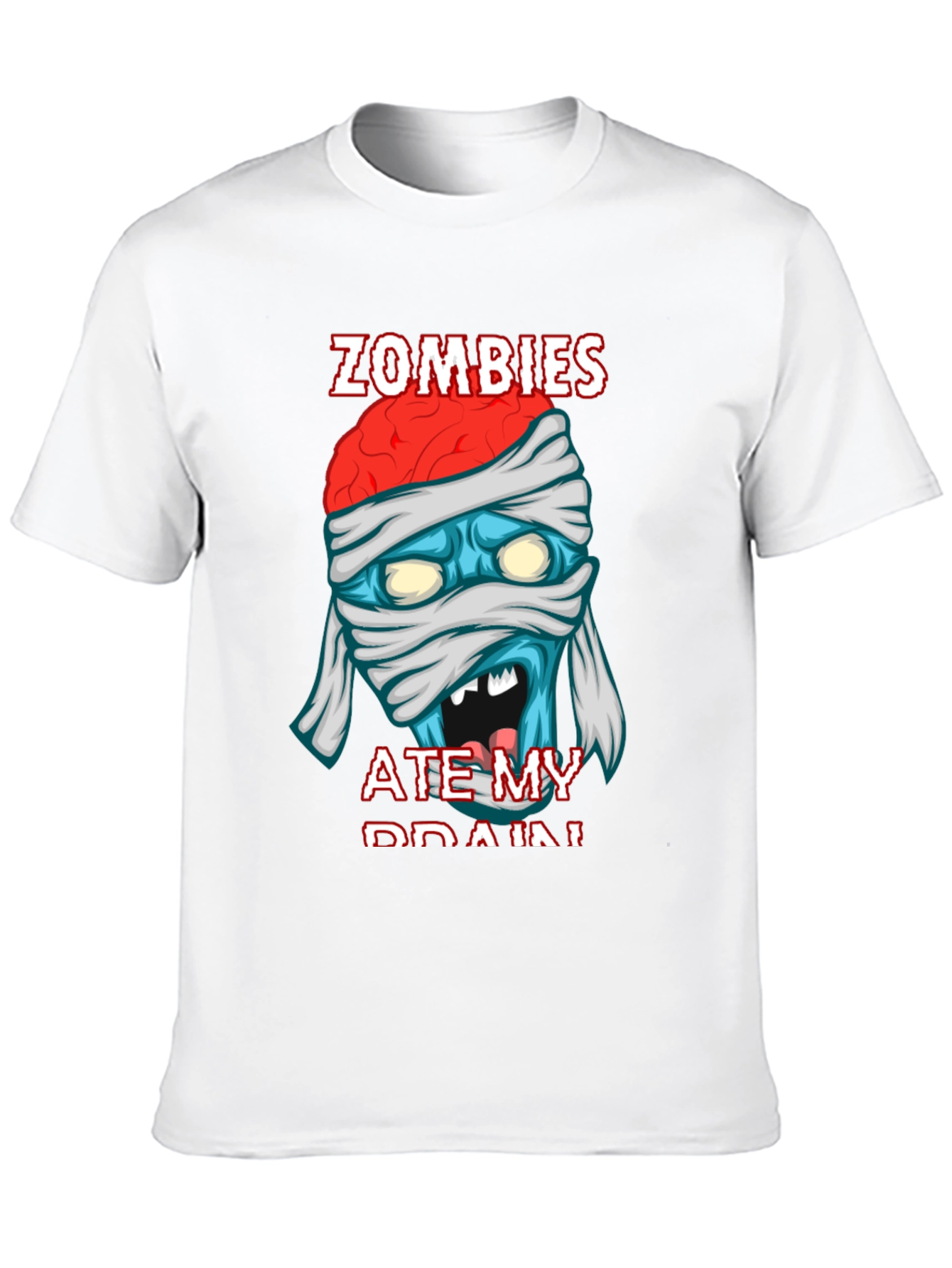 Black Zombies Ate My Brain Funny Graphic T-Shirt view 10