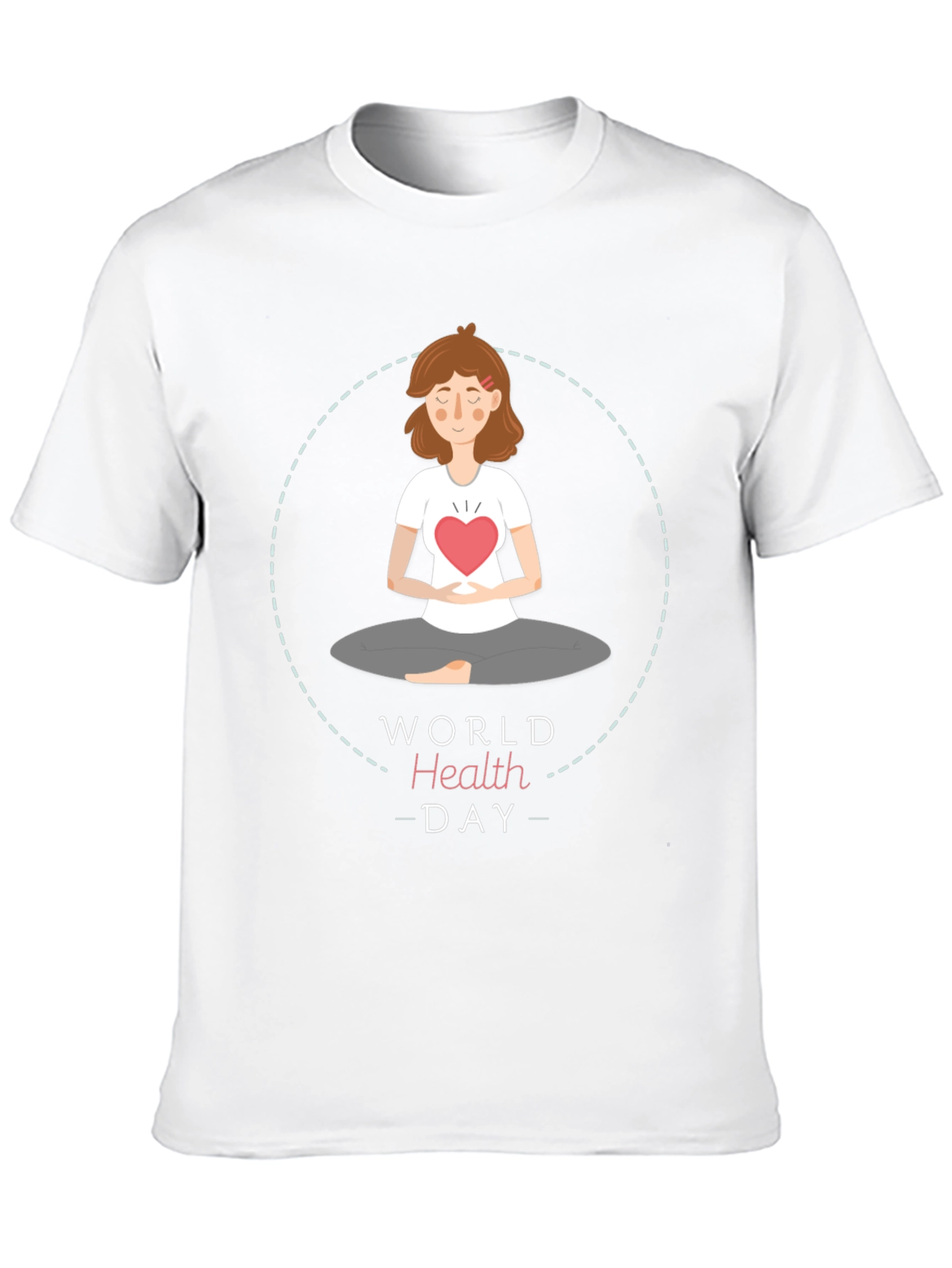 Black World Health Day Meditation T-Shirt - Heart Chakra view 10