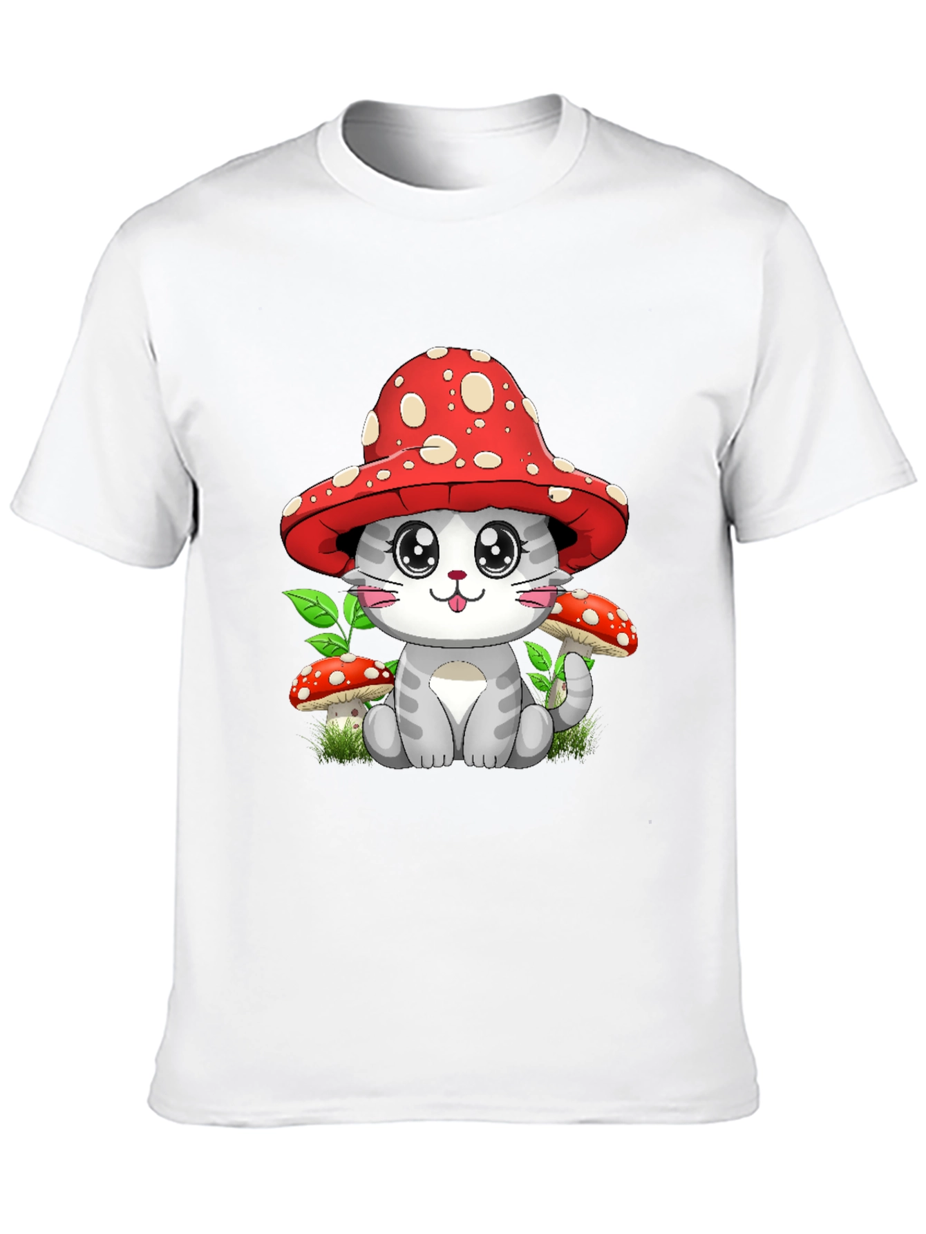 Black Mushroom Cat Graphic Tee - Whimsical Design view 10