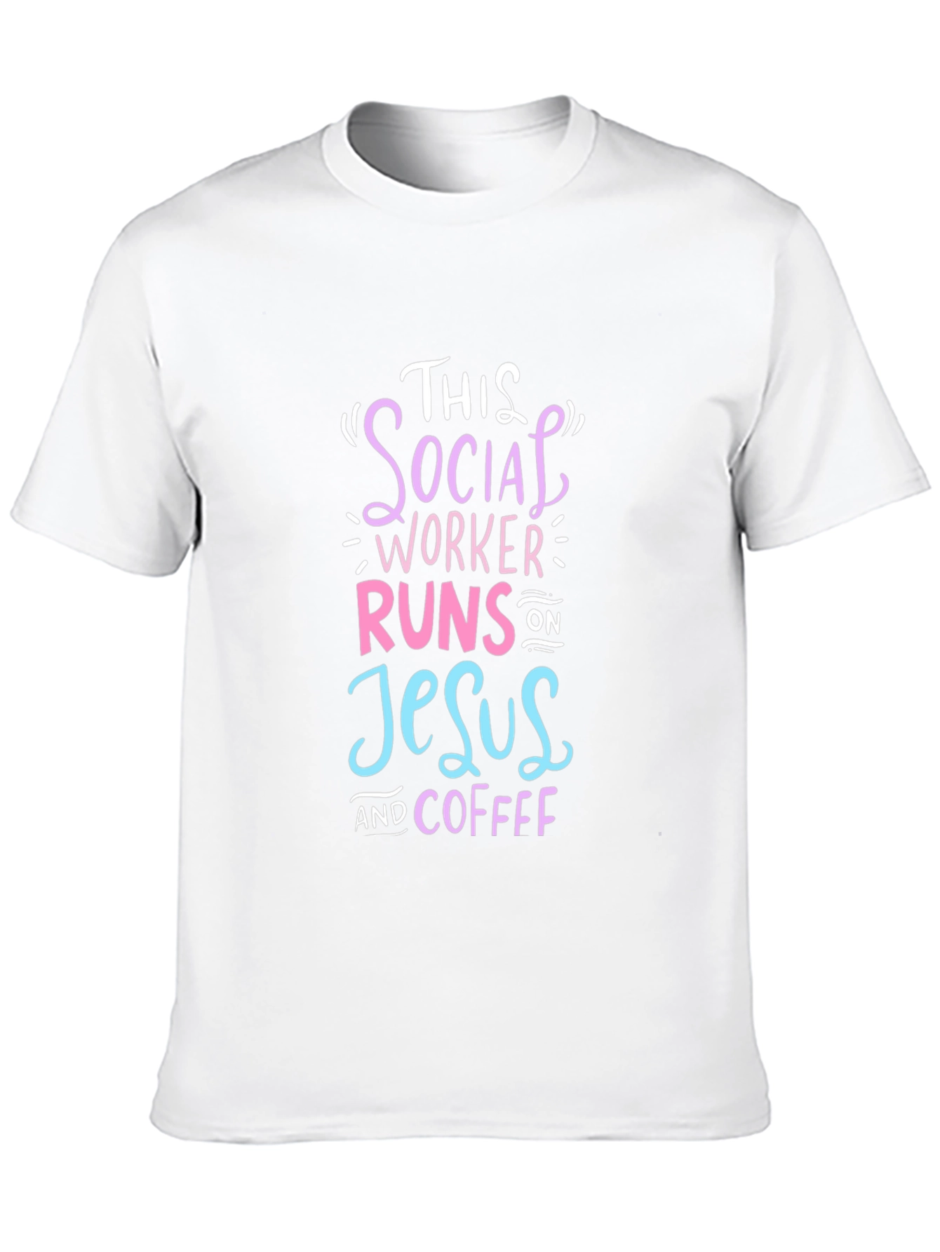 Black Social Worker Runs on Jesus and Coffee T-Shirt view 10