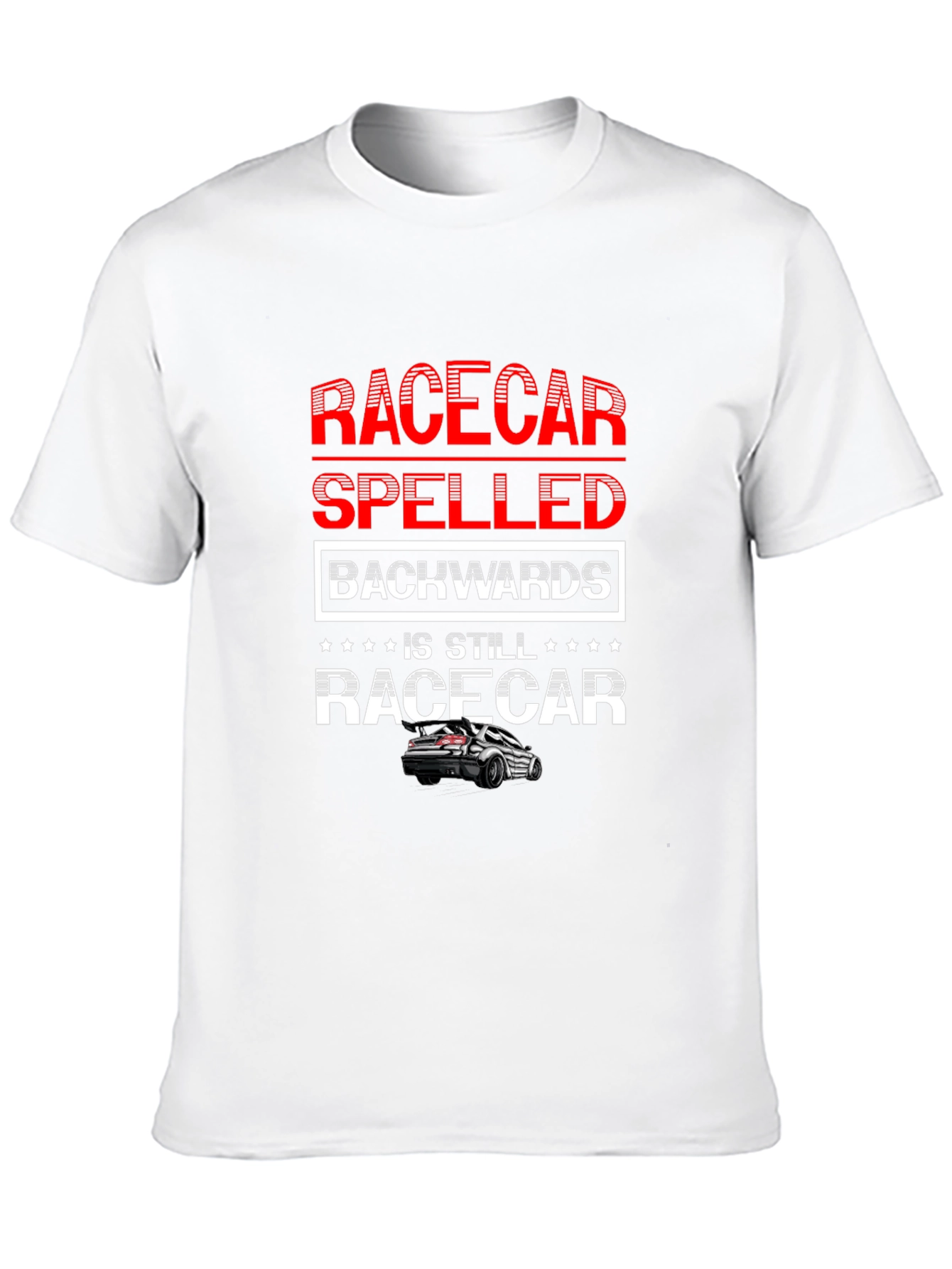 Black Racecar Spelled Backwards T-Shirt - Car Enthusiast Apparel view 10