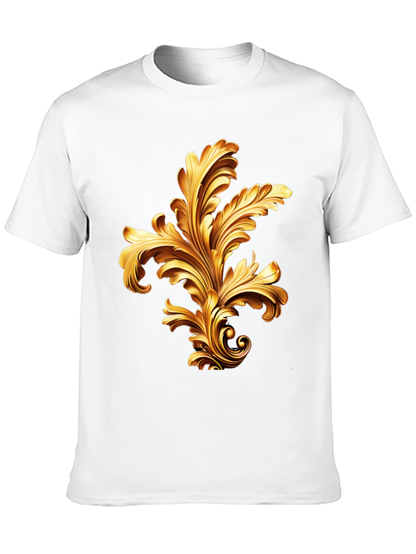 Black Elegant Black T-Shirt with Golden Baroque Design view 10