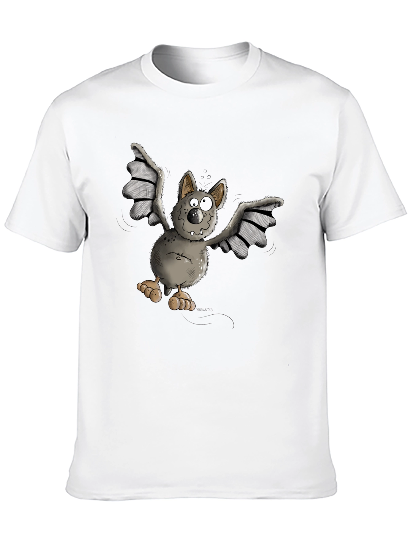 Black Funny Bat Cartoon Graphic T-Shirt view 10