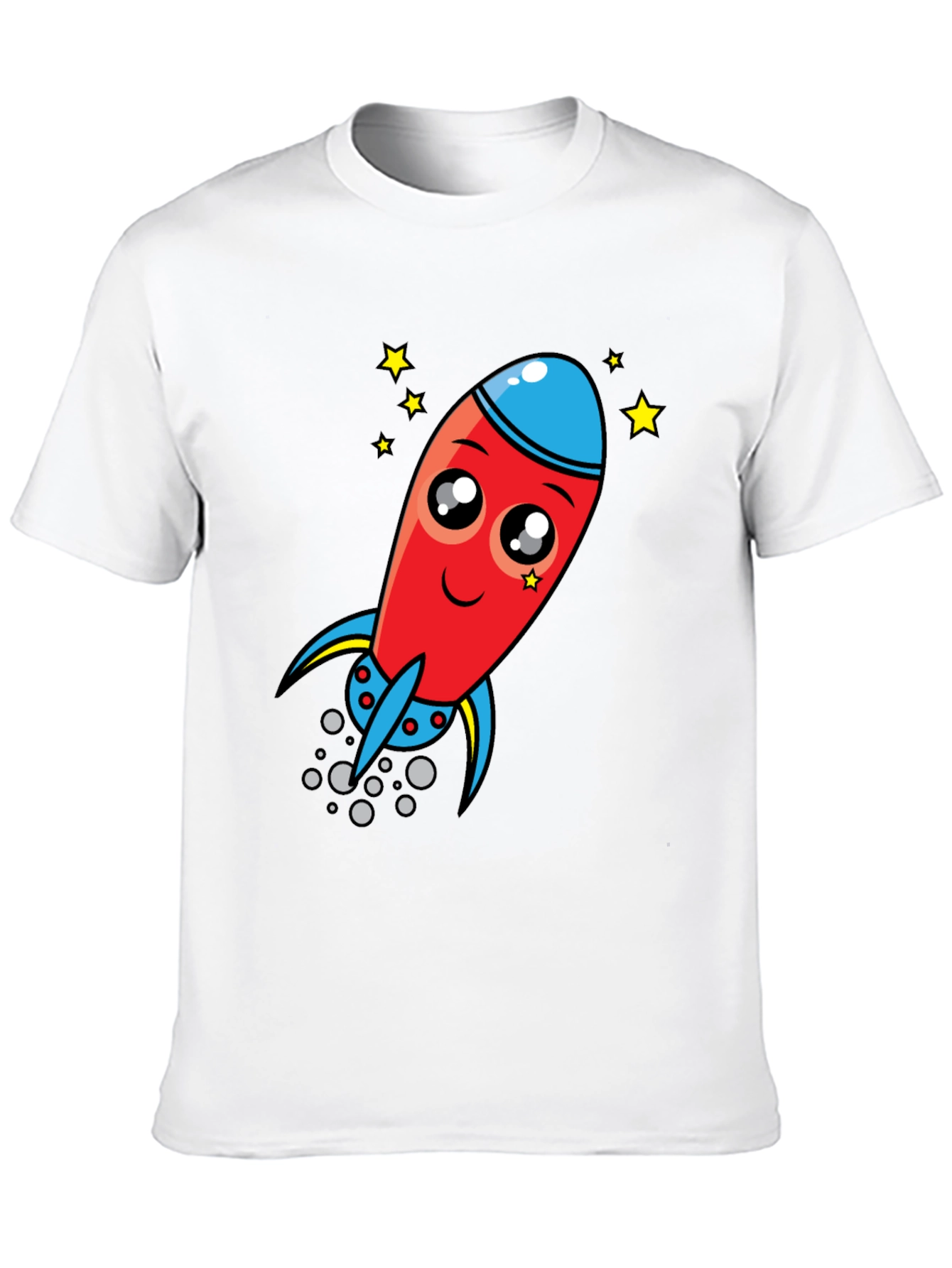 Black Cartoon Rocket Graphic Tee - Black Cotton T-Shirt view 10