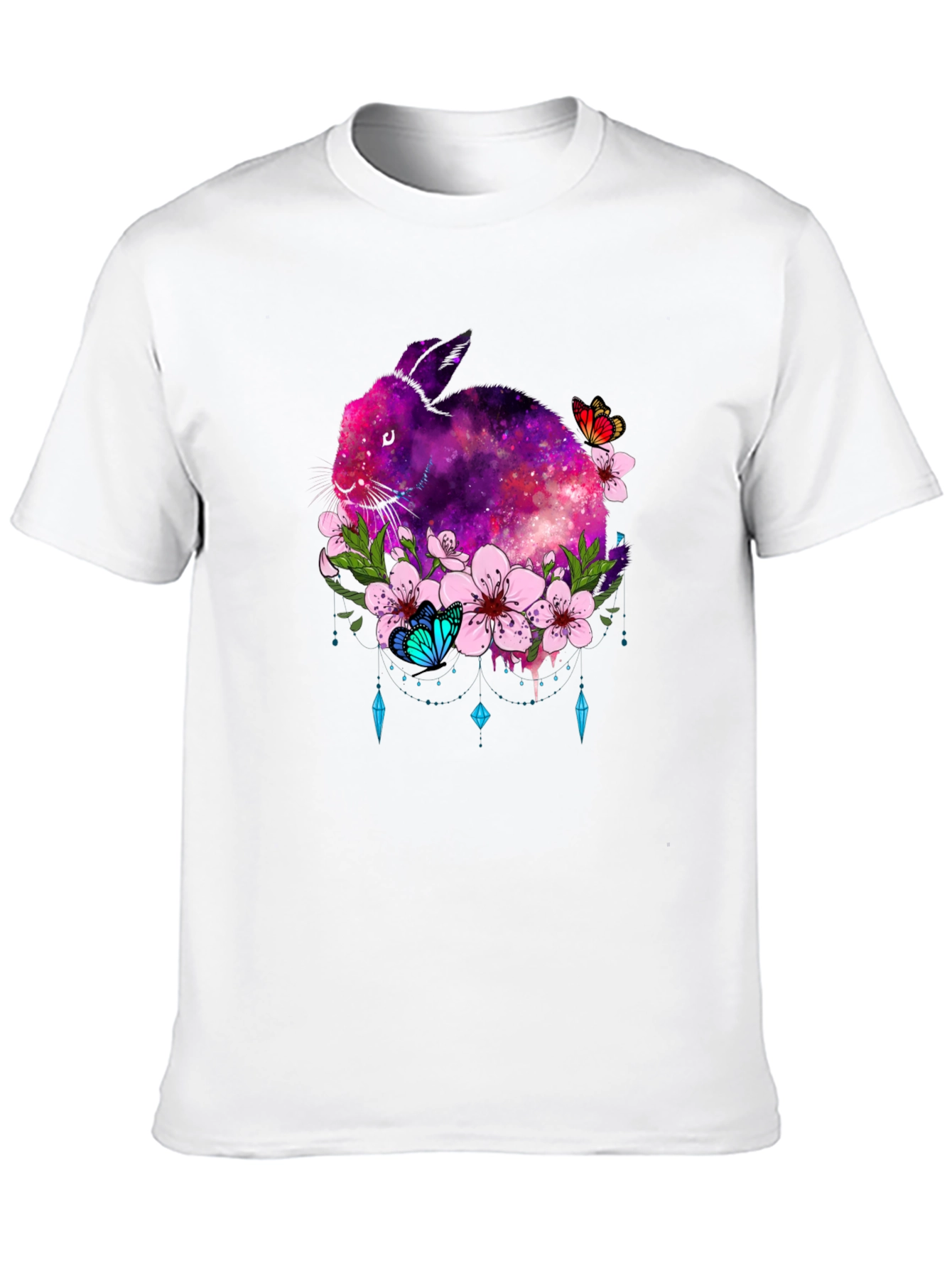 Black Galaxy Rabbit Floral Graphic Tee - Unisex view 10
