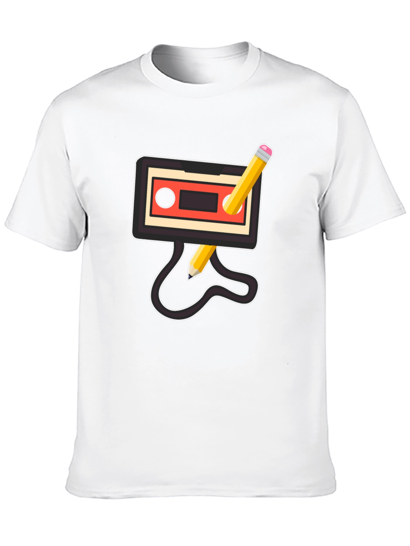 Black Retro Mixtape Pencil T-Shirt view 10