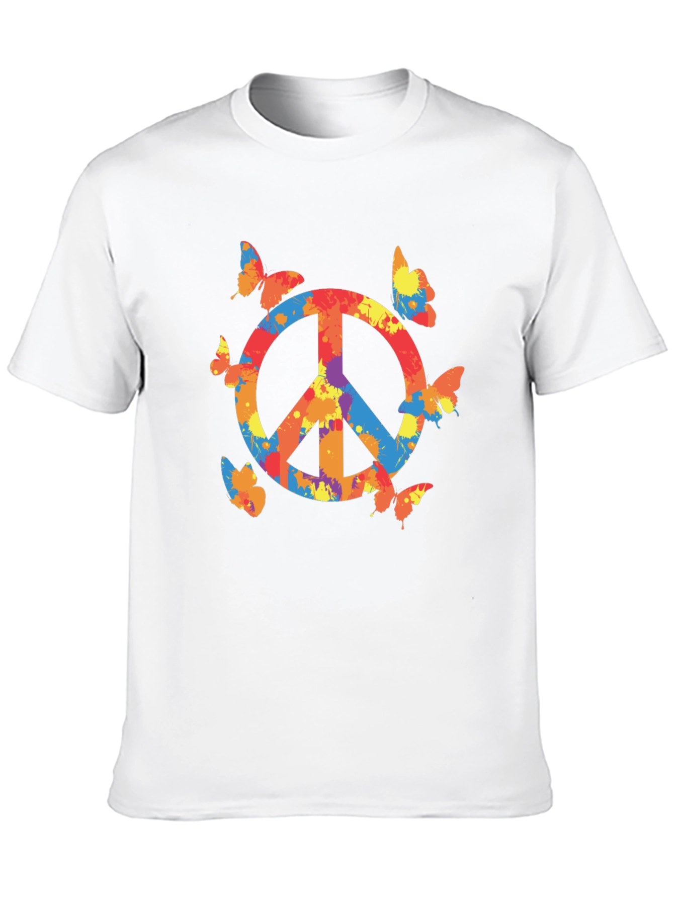 Black Peace Sign Butterfly Graphic Tee - Black Casual T-Shirt view 10