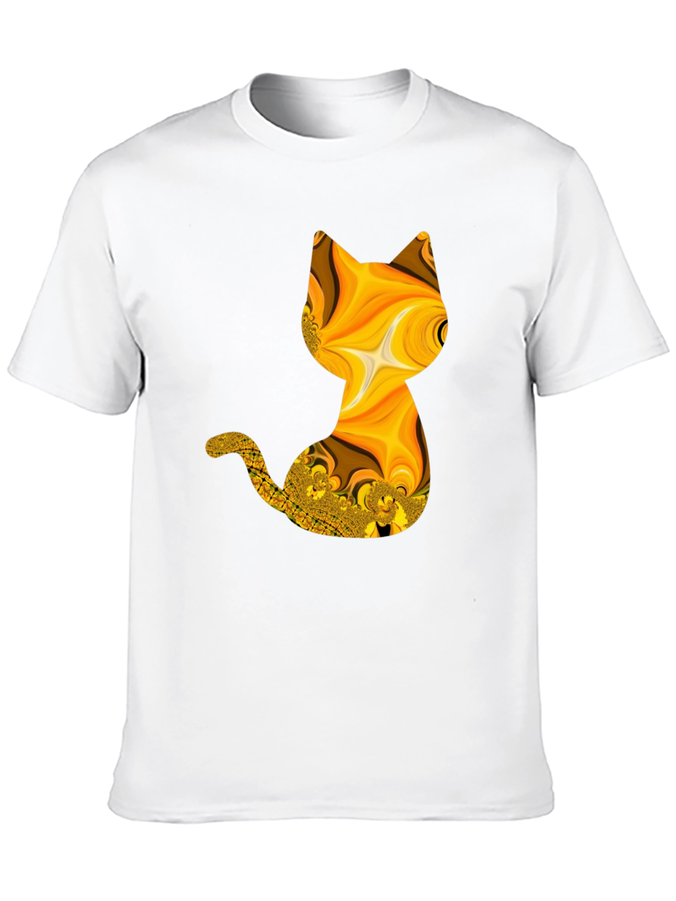 Black Abstract Fractal Cat Graphic Black T-Shirt view 10