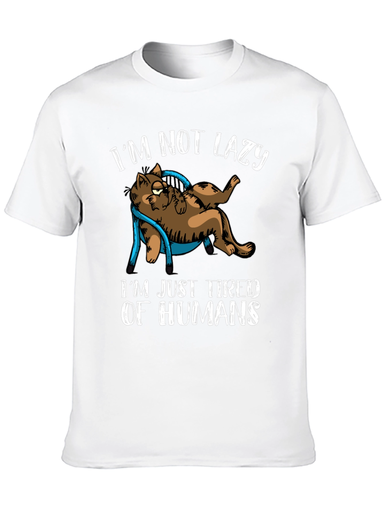 Black I'm Not Lazy Tired of Humans Cat Graphic T-Shirt view 10