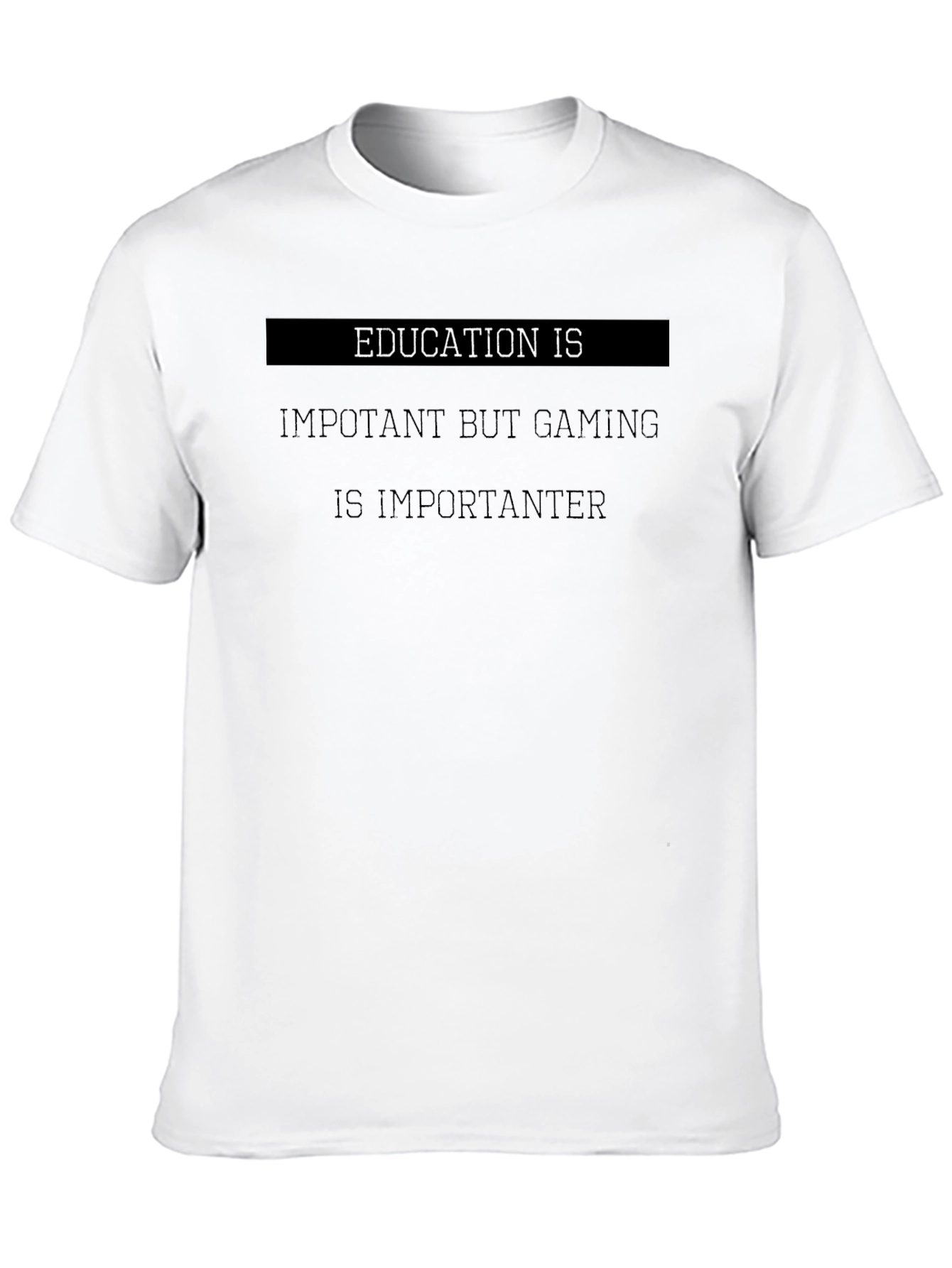Black Education vs. Gaming Slogan T-Shirt view 10
