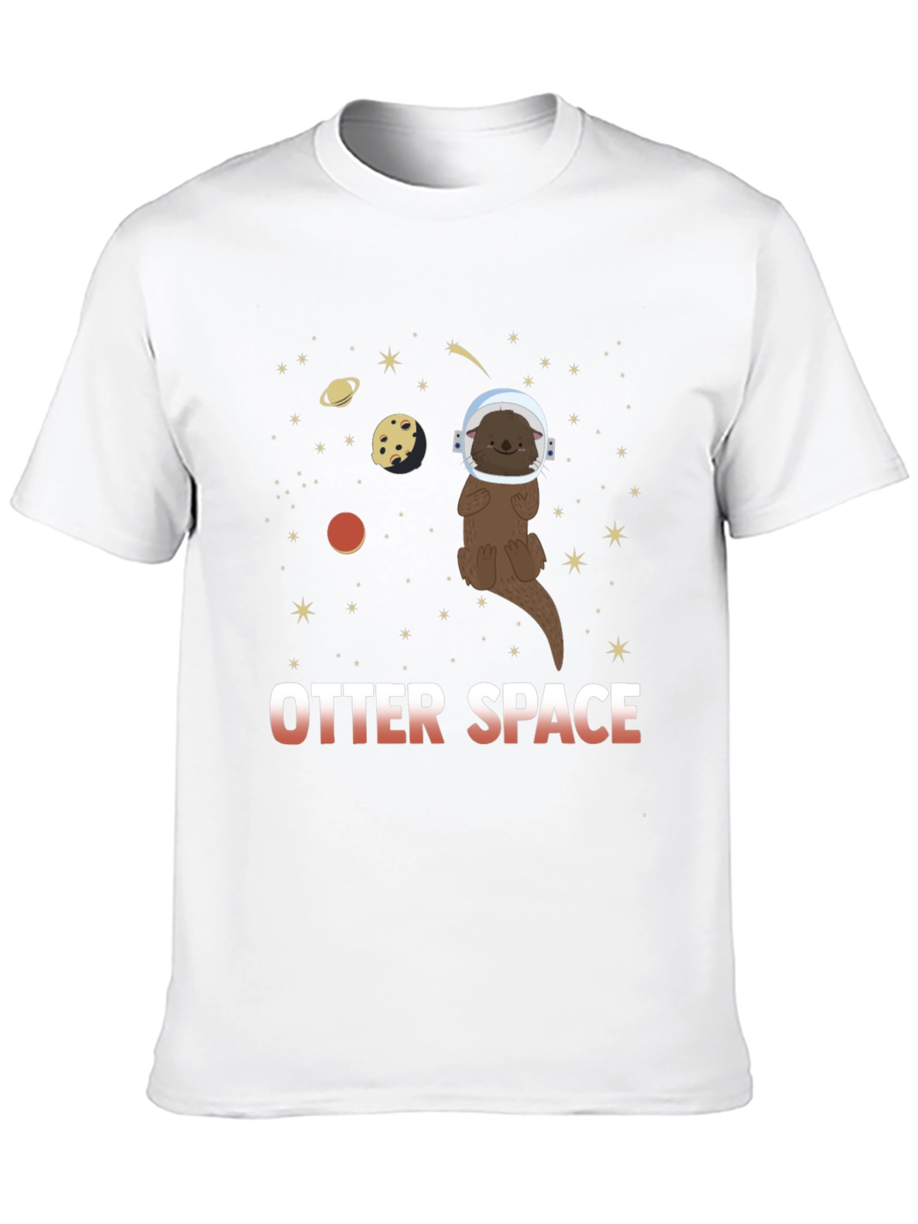 Black Otter Space T-Shirt - Cute Astronaut Otter Design view 10