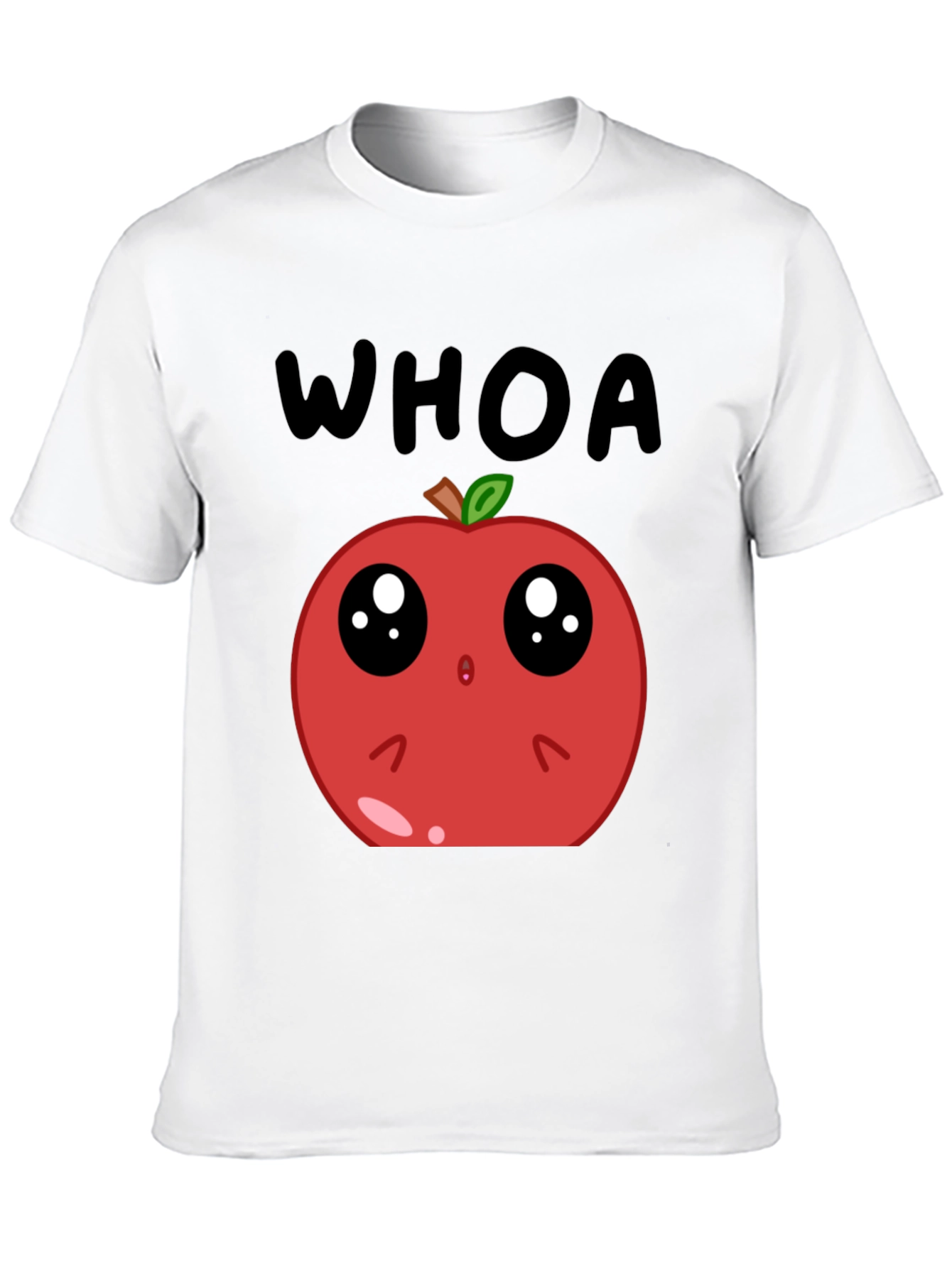 Black Funny Apple Cartoon T-Shirt - Whoa Cute Fruit Tee view 10