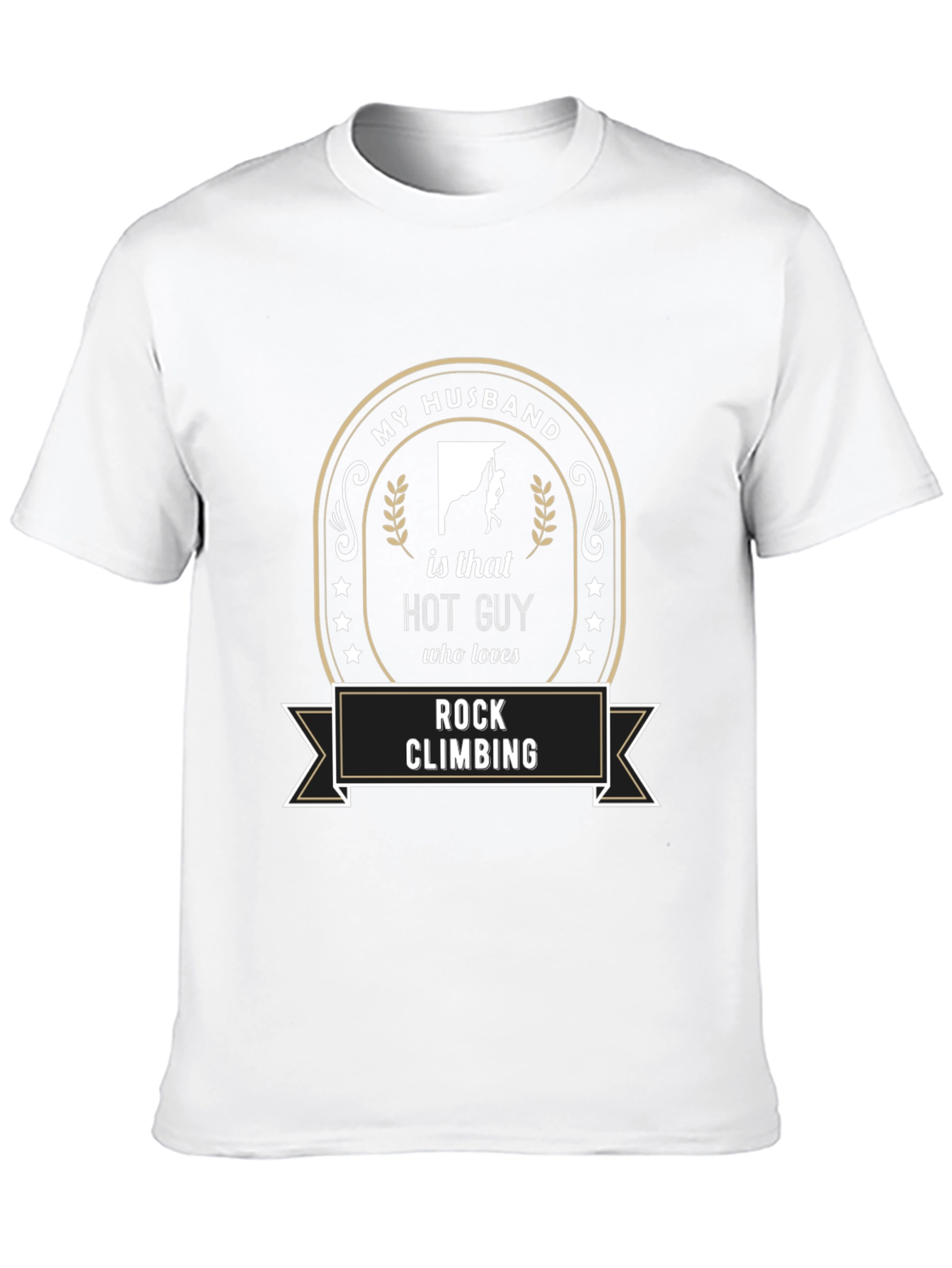 Black My Husband Rock Climbing T-Shirt - Novelty Graphic Tee view 10