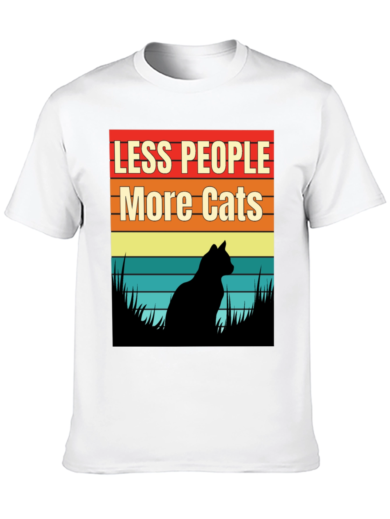 Black Less People More Cats Graphic T-Shirt view 10