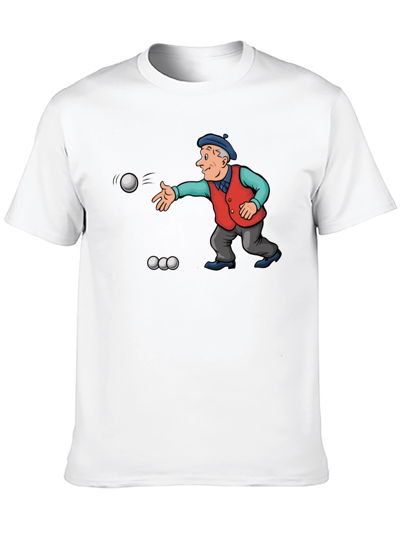Black Cartoon Bocce Ball Player Black T-Shirt view 10