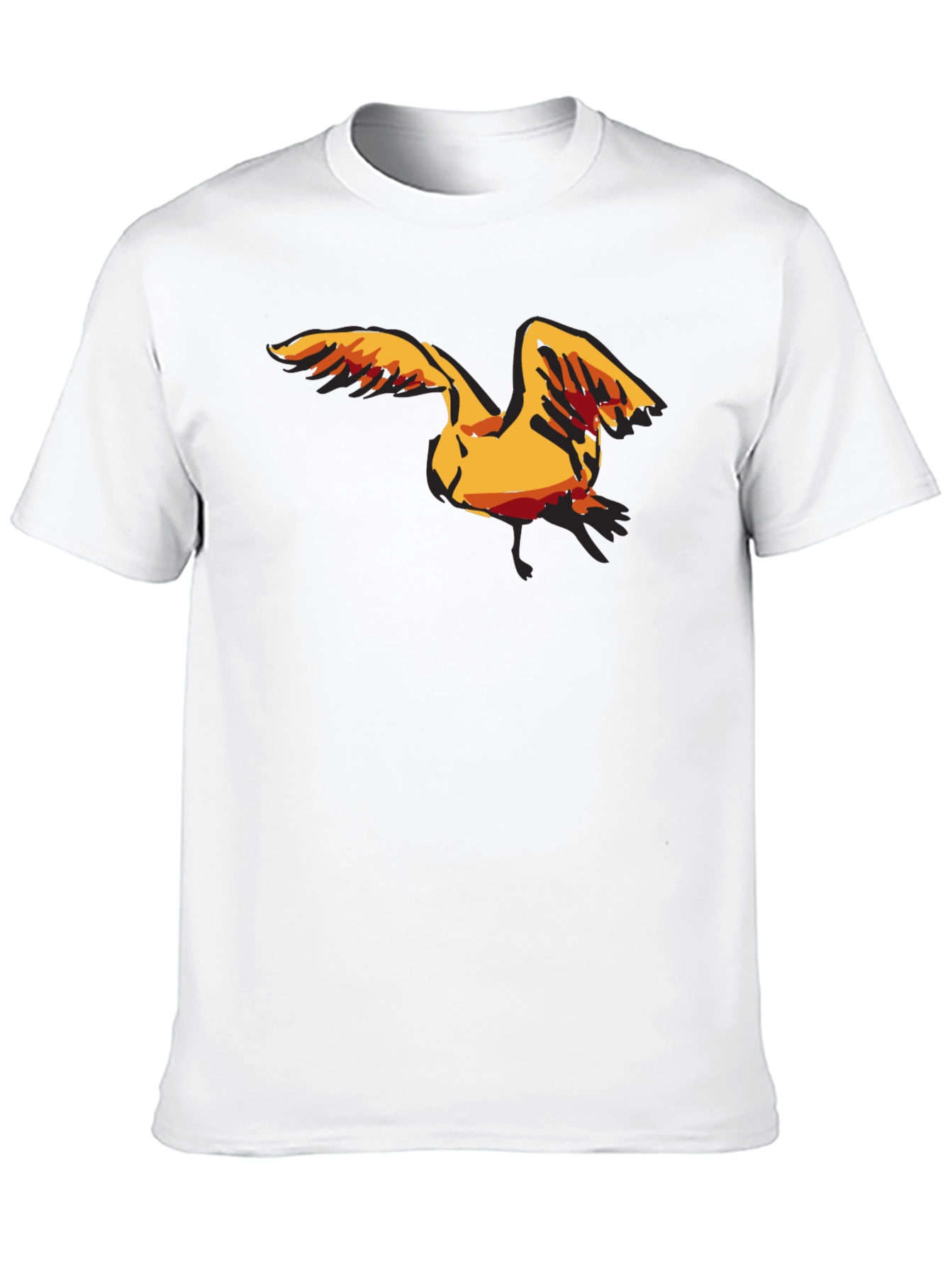 Black Men's Black T-Shirt with Seagull Graphic view 10