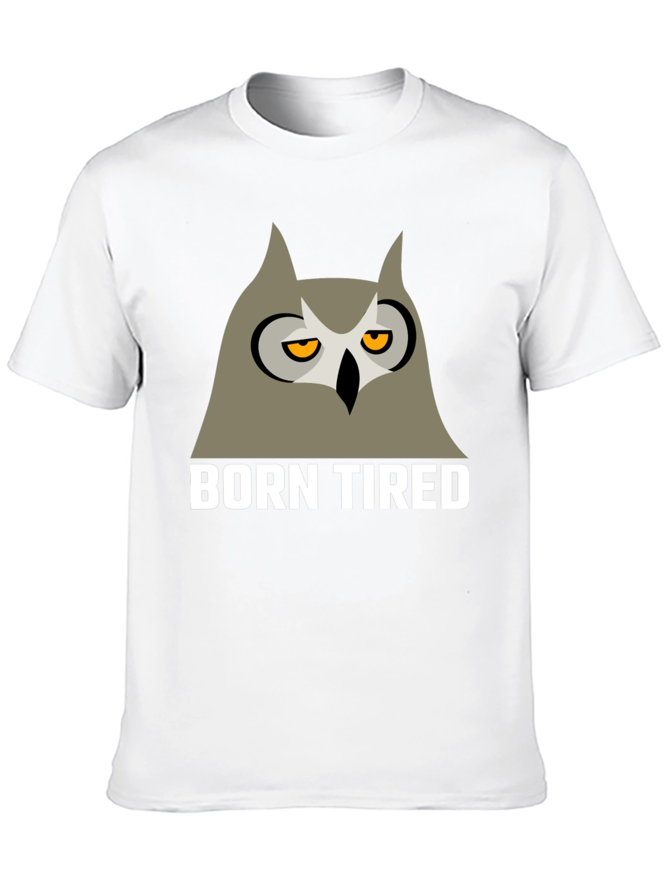 Black Born Tired Owl Graphic T-Shirt -  Black Crew Neck Tee view 10