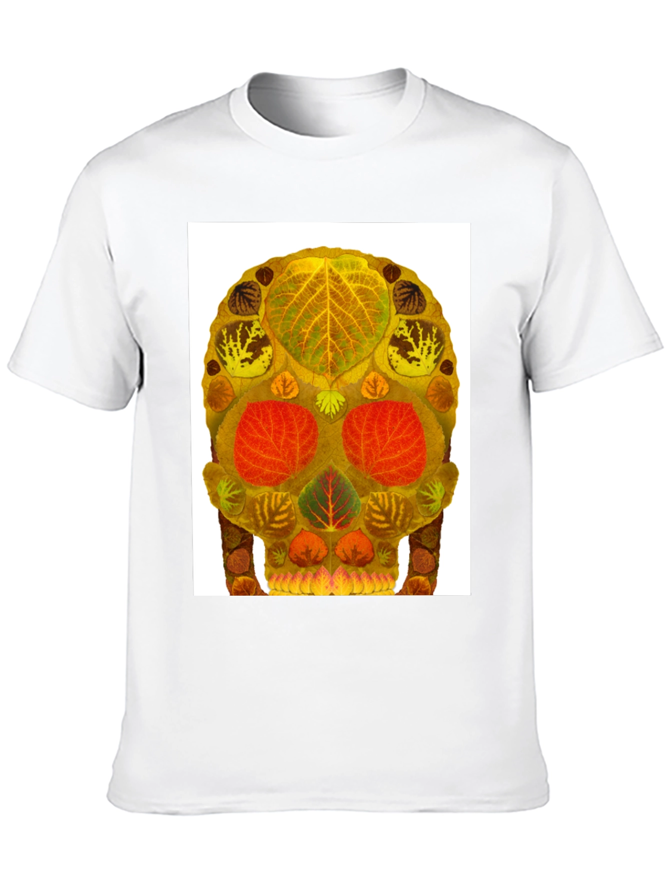 Black Leaf Skull Graphic Tee - Unique Nature Art T-Shirt view 10