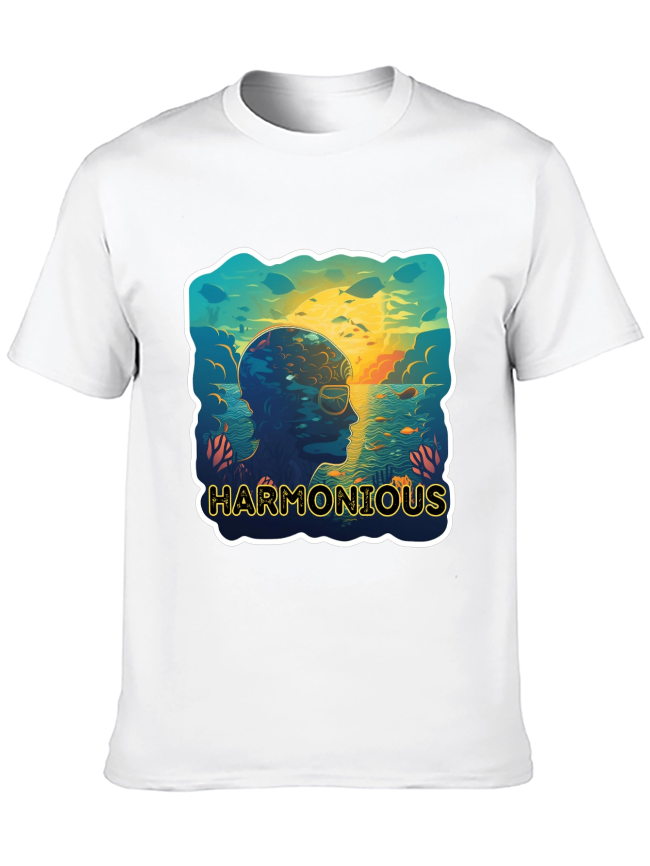 Black Harmonious Ocean Mind Black T-Shirt view 10