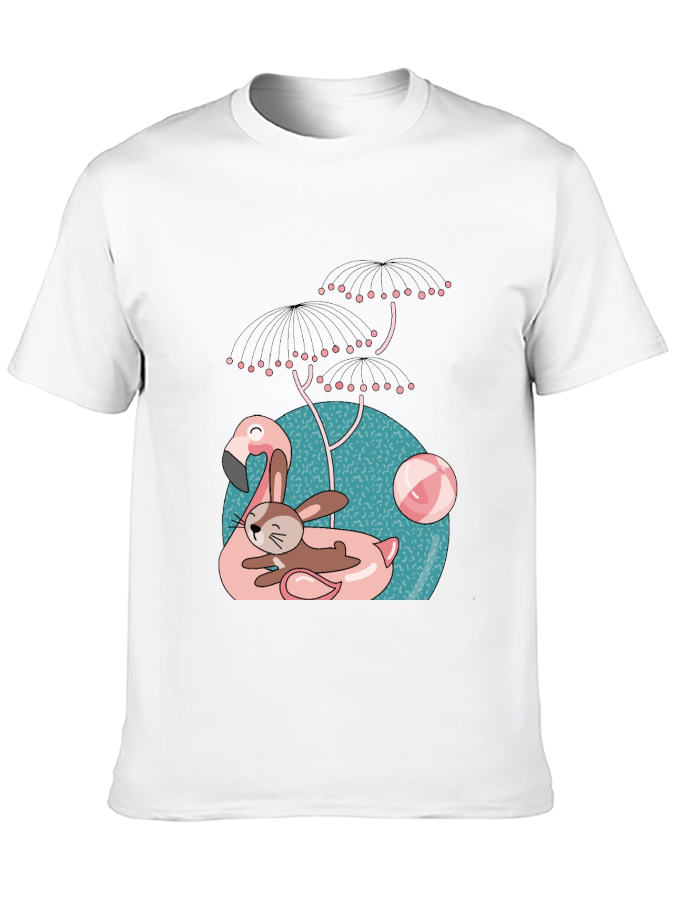 Black Fun Flamingo & Bunny Graphic T-Shirt view 10