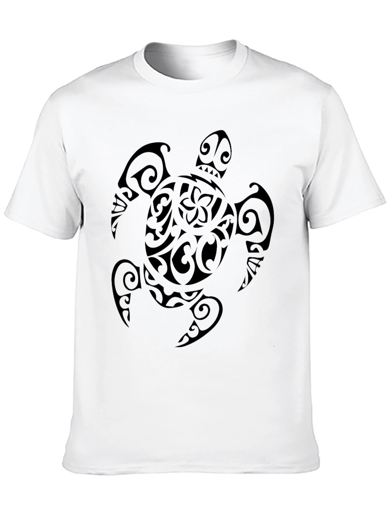 Black Tribal Turtle Graphic Tee - Black Cotton T-Shirt view 10