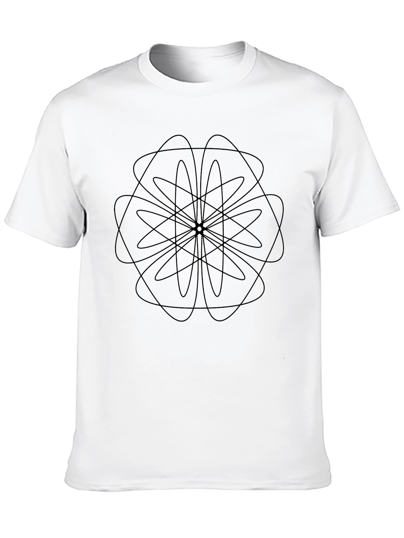 Black Geometric Atom Design Black T-Shirt view 10