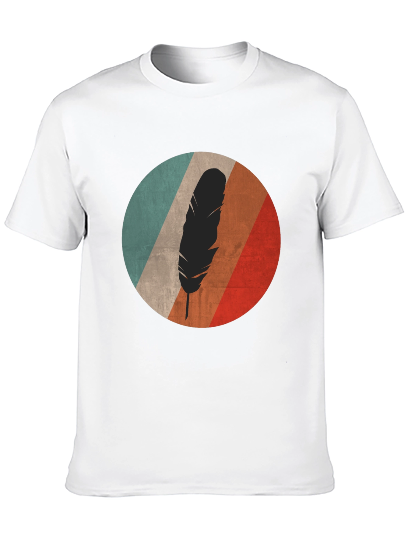 Black Retro Feather Graphic Tee - Black Cotton Blend view 10