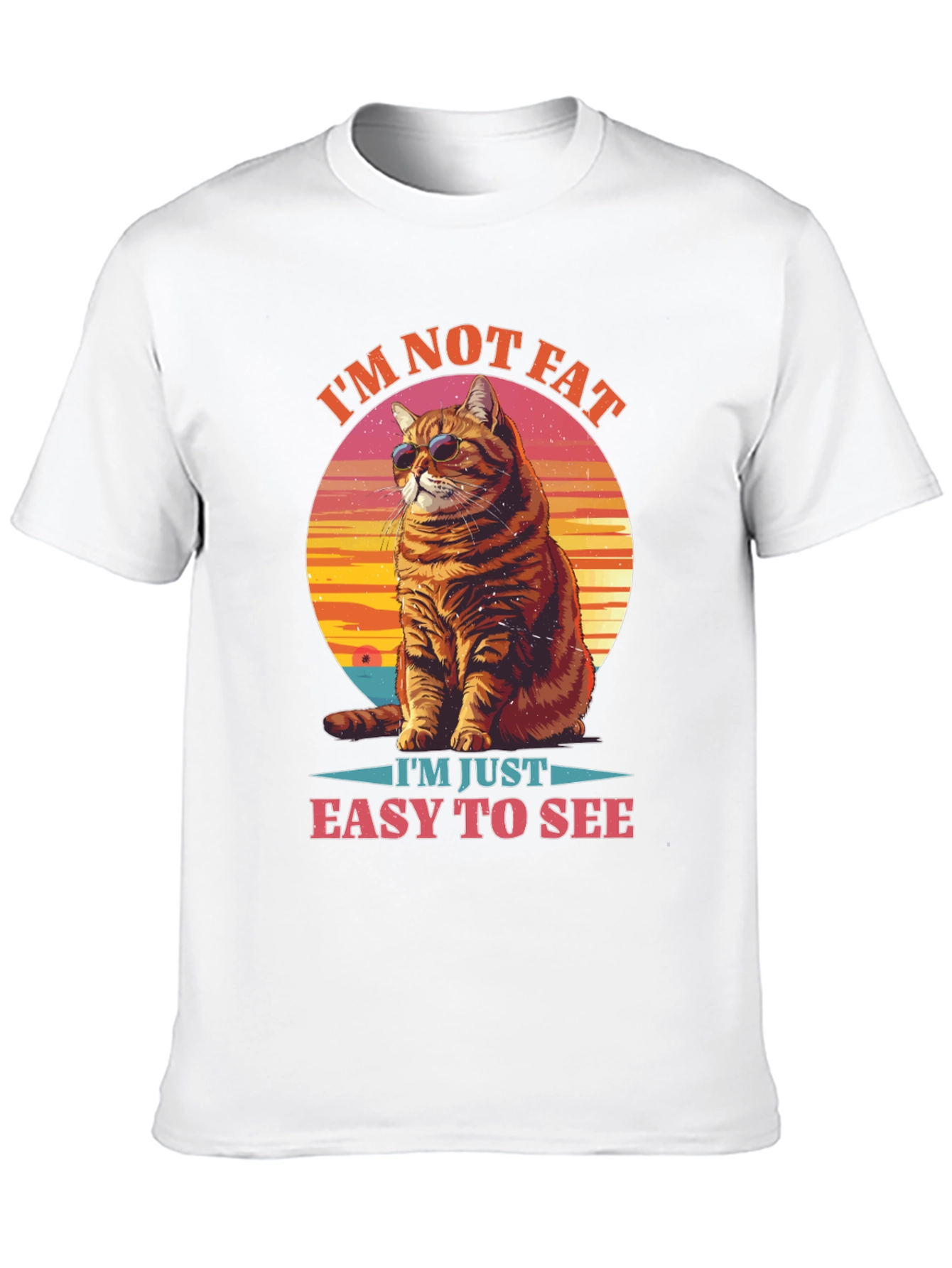 Black I'm Not Fat, Easy to See Cat Graphic Tee view 10