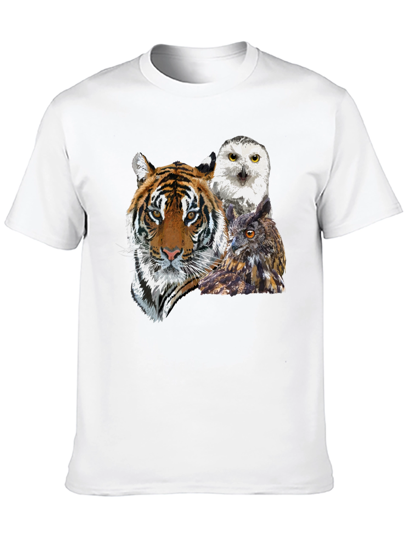 Black Tiger and Owl Graphic Tee - Men's Black T-Shirt view 10
