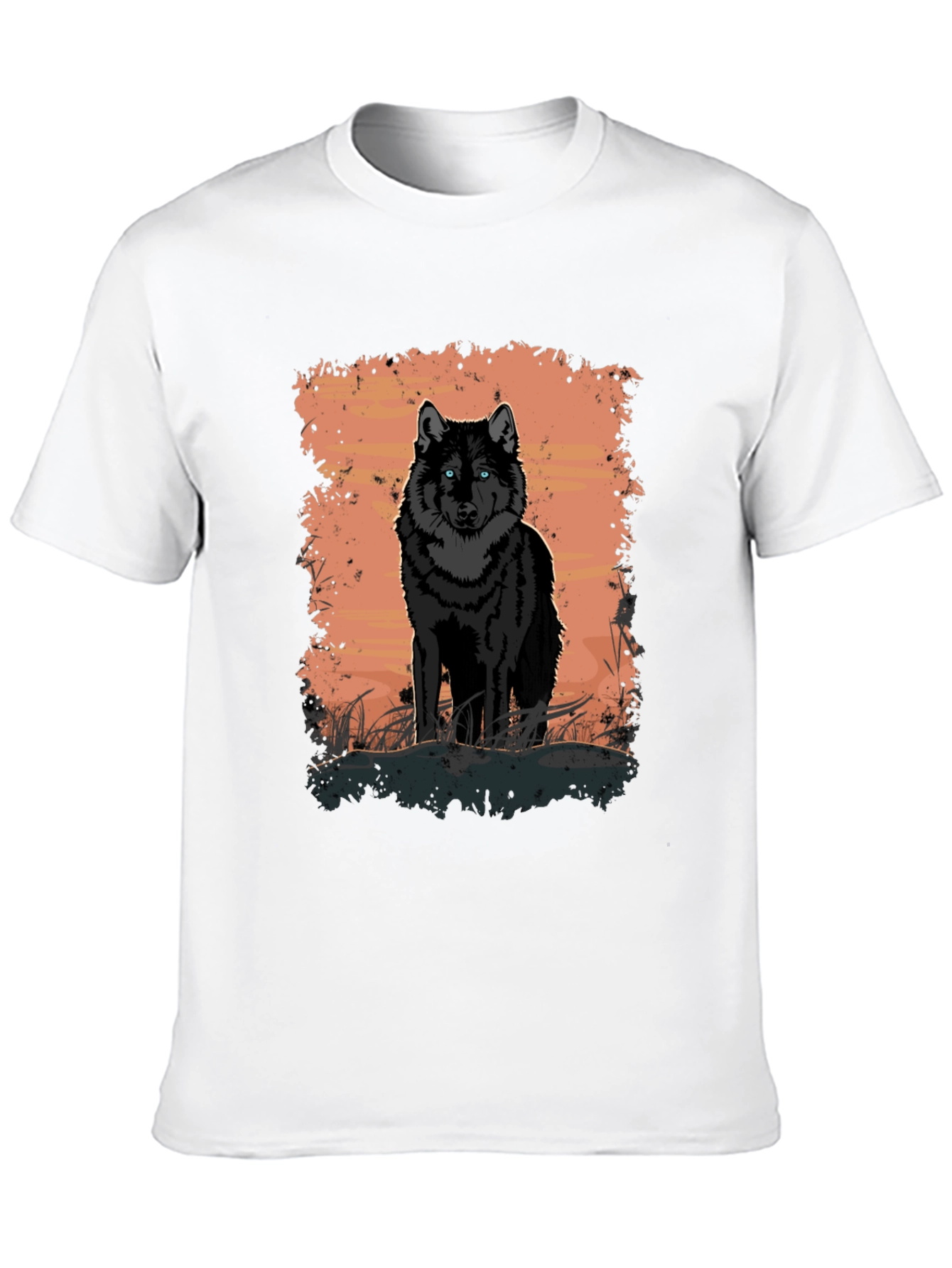 Black Wolf Graphic Print Black T-Shirt view 10