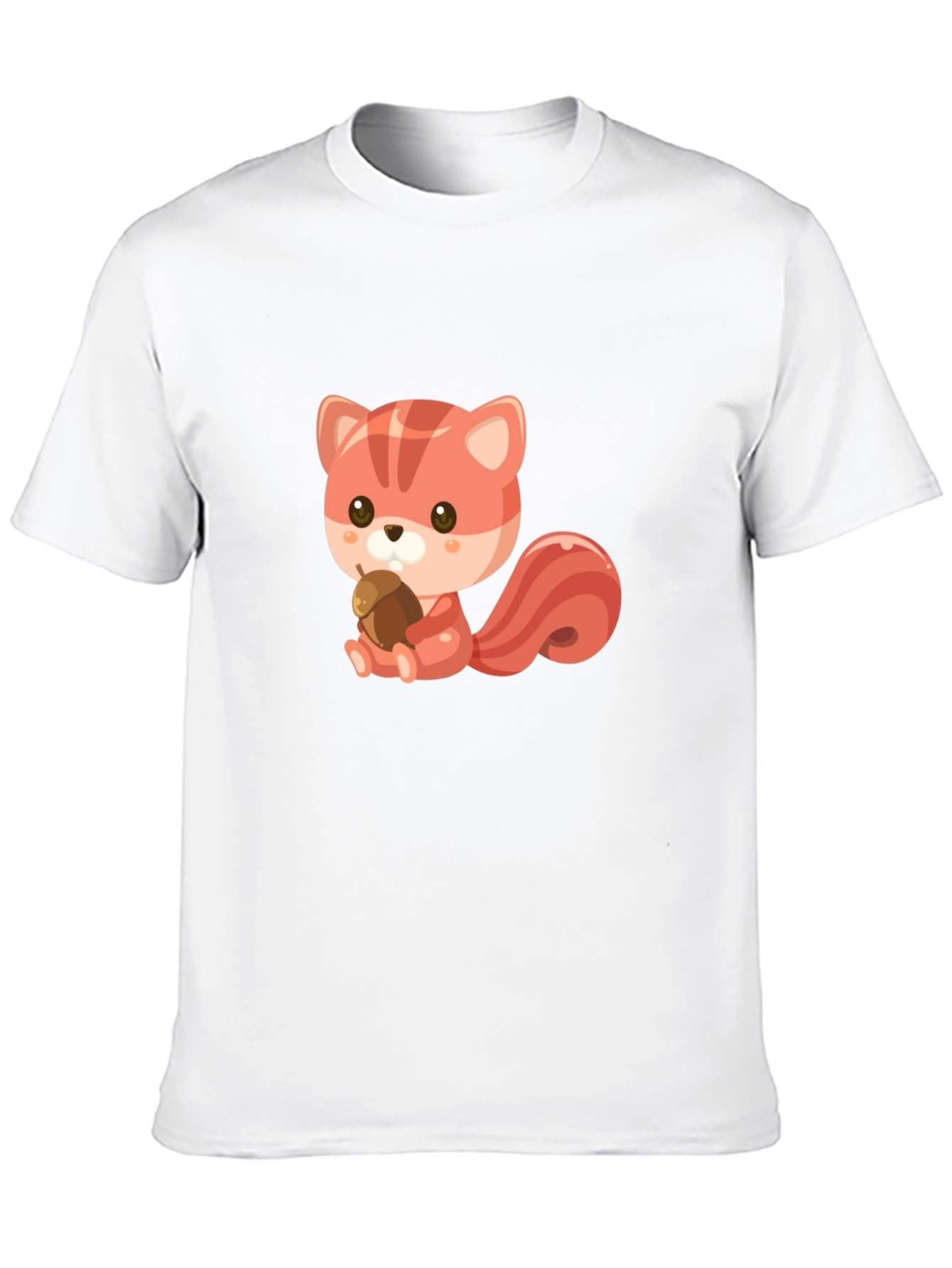 Black Cute Squirrel Holding Acorn Graphic Tee - Black view 10