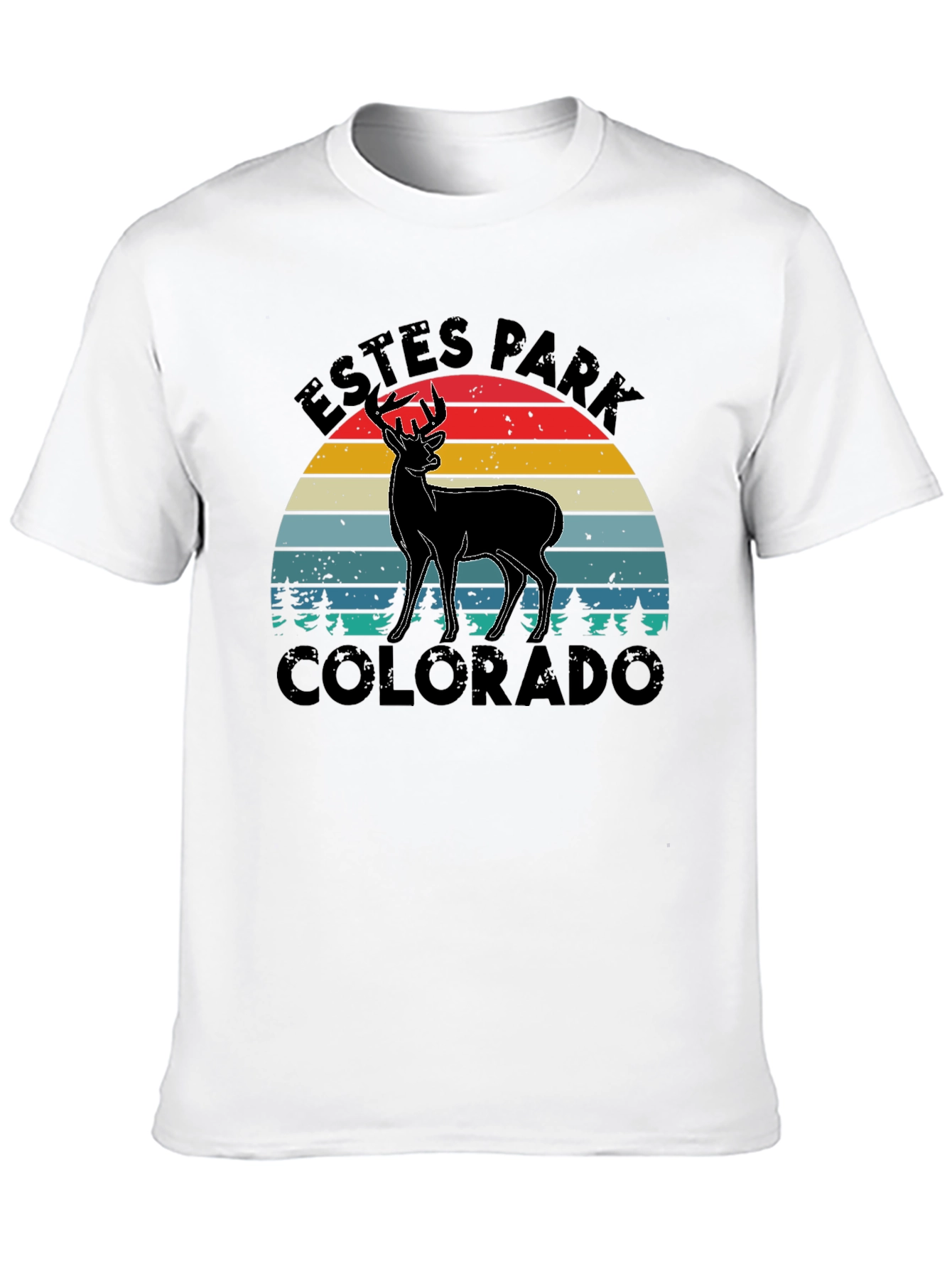 Black Estes Park Colorado Deer Graphic Tee view 10