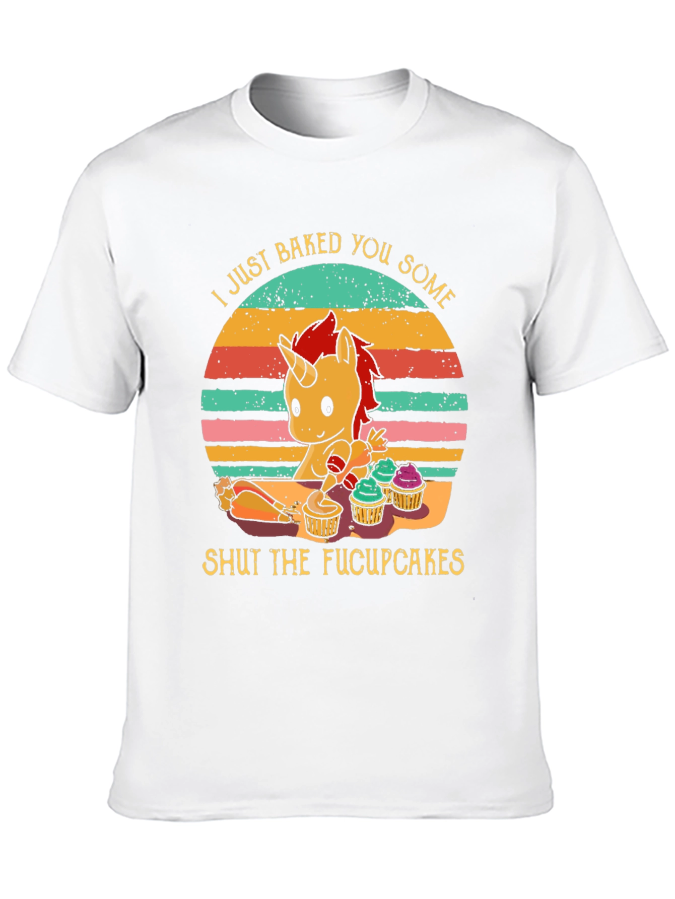 Black Funny Unicorn Baked Cupcakes Graphic Tee view 10