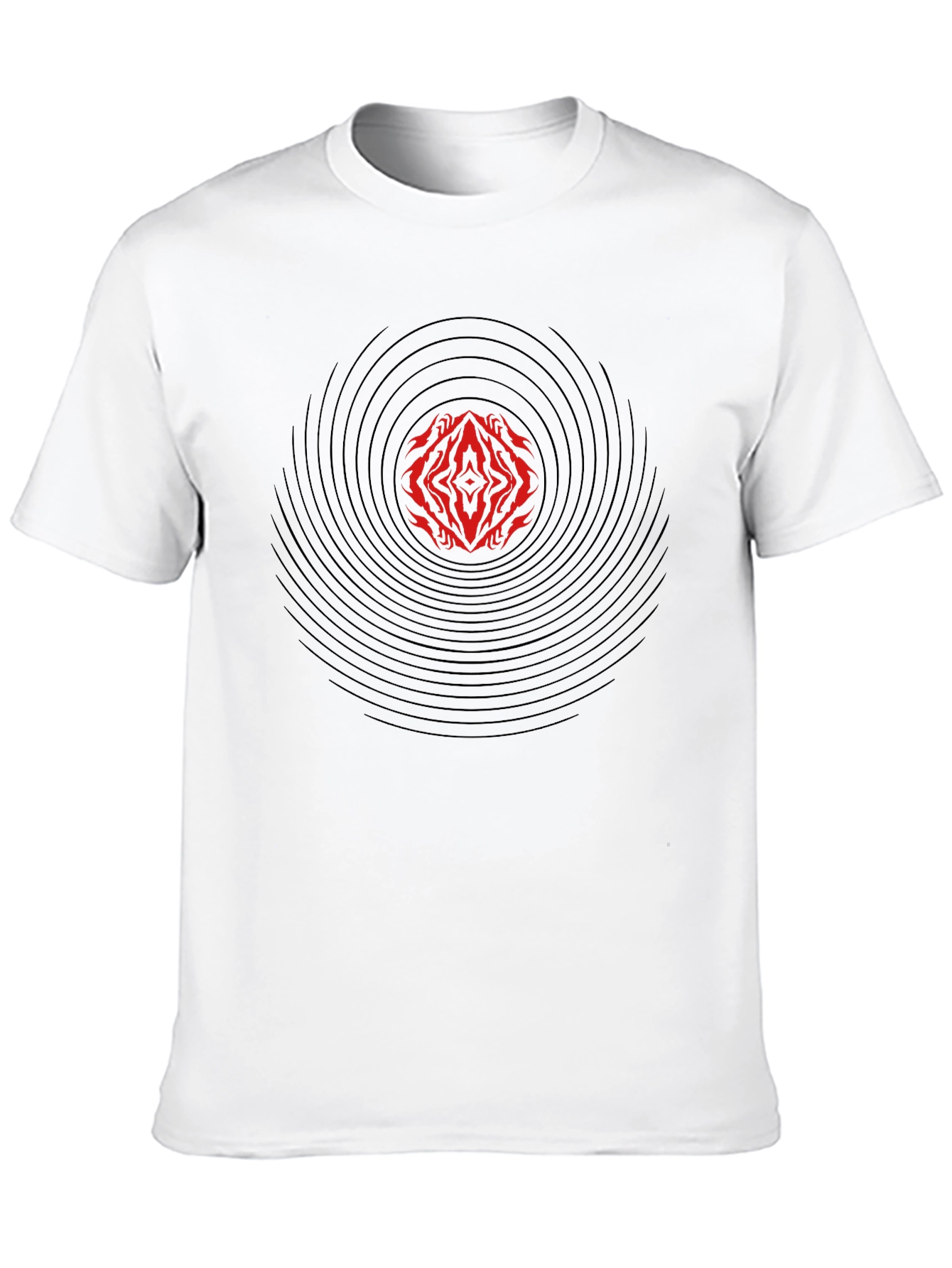 Abstract Vinyl Record Graphic Tee - Black Cotton Blend - 10