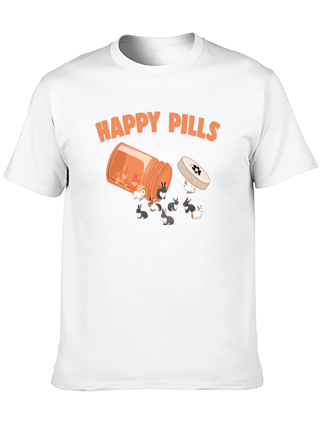 Black Happy Pills Bunny T-Shirt, Novelty Graphic Tee view 10