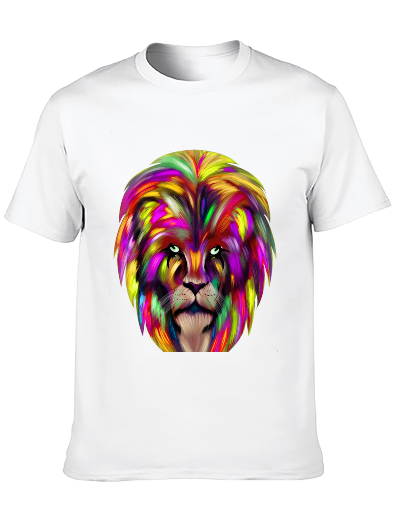 Black Colorful Lion Graphic Black T-Shirt view 10