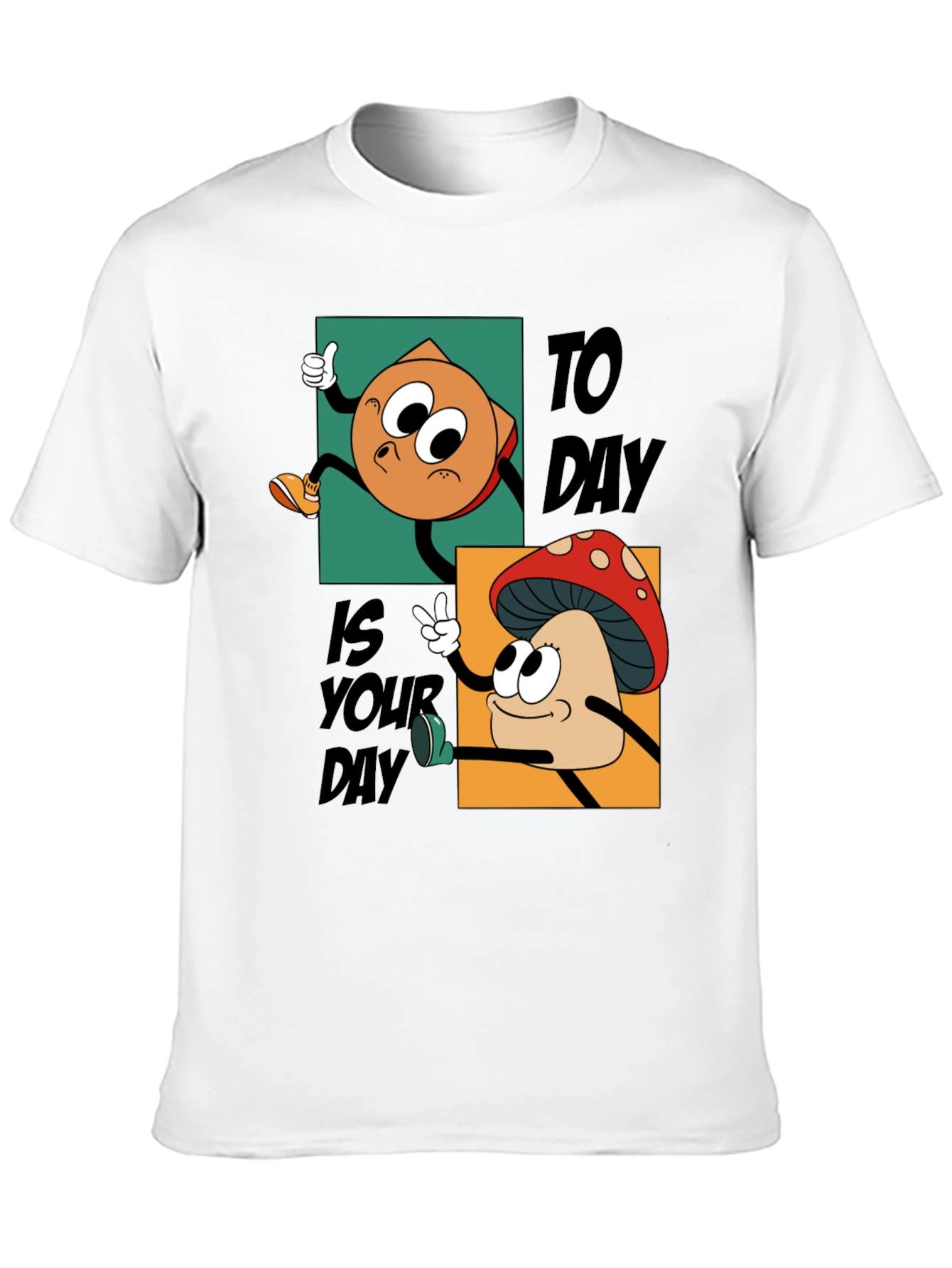 Black Cartoon Mushroom & Chip T-Shirt - Today Is Your Day! view 10