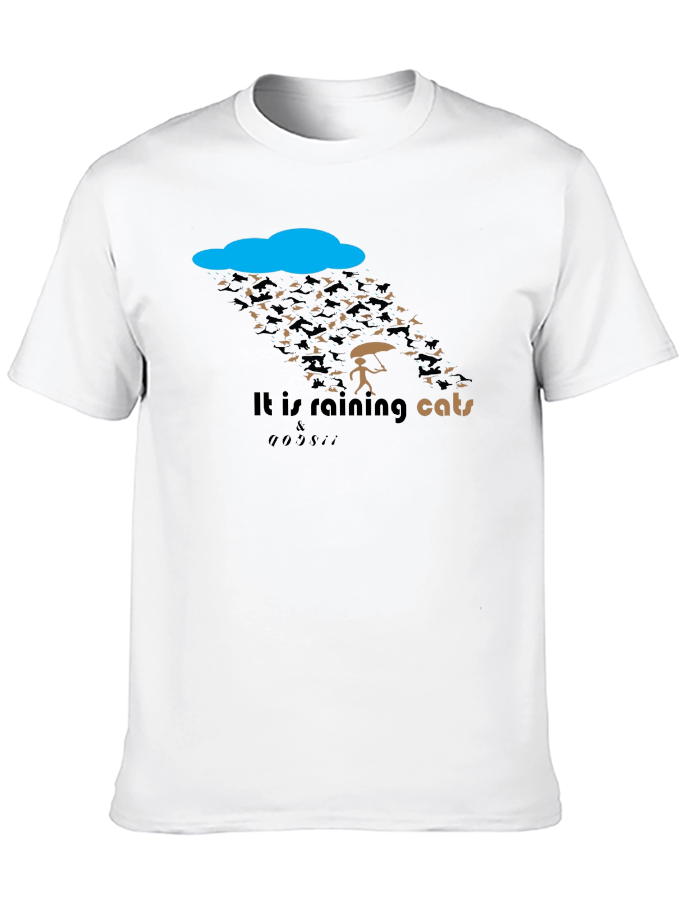 Black Funny "It's Raining Cats & Dogs" Graphic T-Shirt view 10
