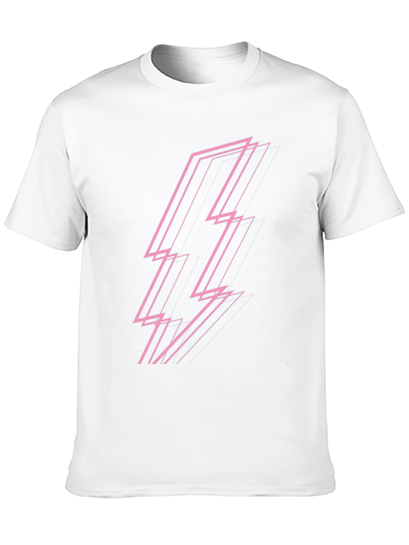 Black Modern Pink Lightning Bolt Graphic Black T-Shirt view 10