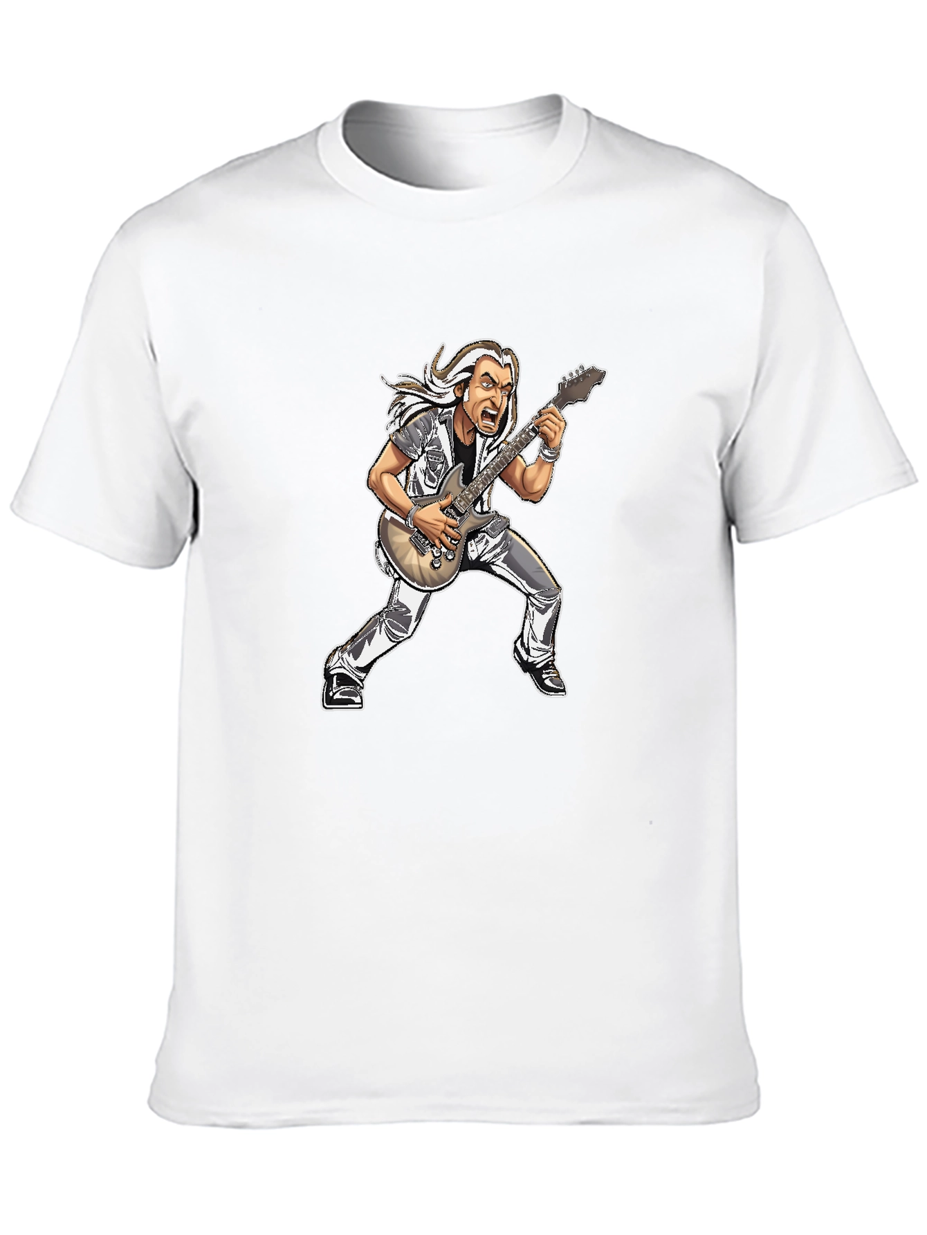 Black Guitar Hero Cartoon T-Shirt view 10