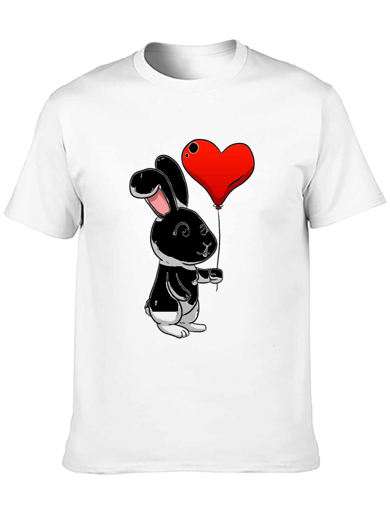 Black Black Bunny Heart Balloon Graphic T-Shirt view 10