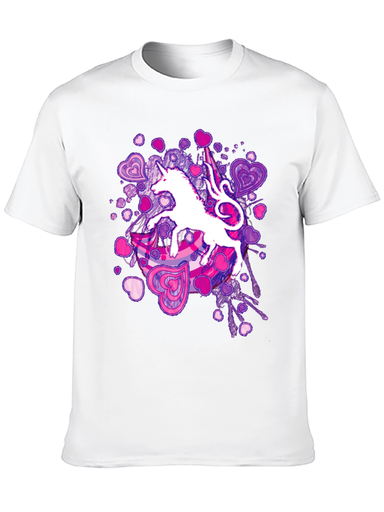 Black Unicorn Hearts Graphic T-Shirt - Black Cotton Tee view 10