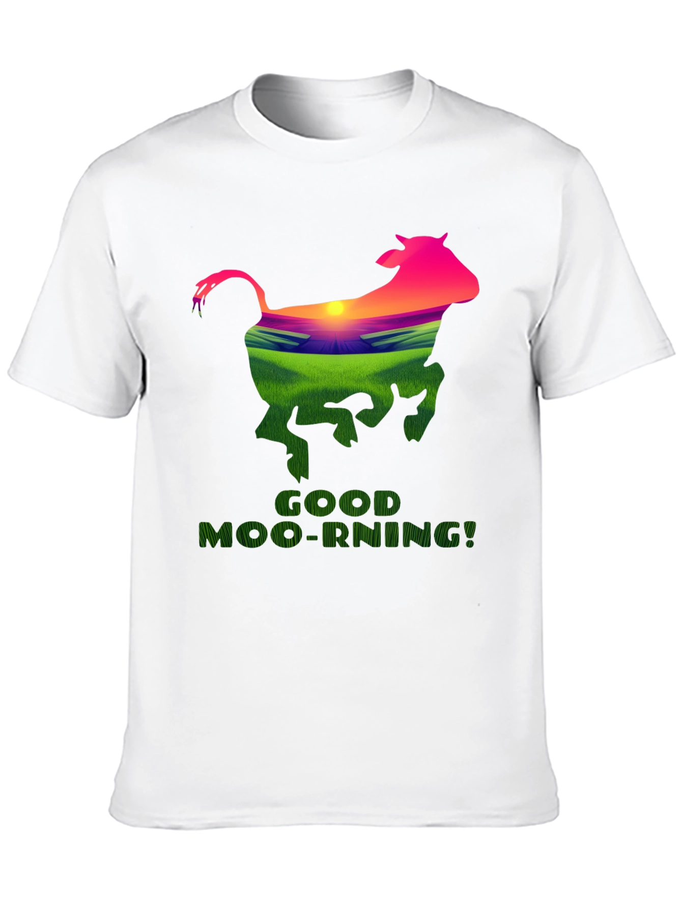 Black Good Moo-Rning Cow Graphic Tee - Farm Fresh Humor! view 10