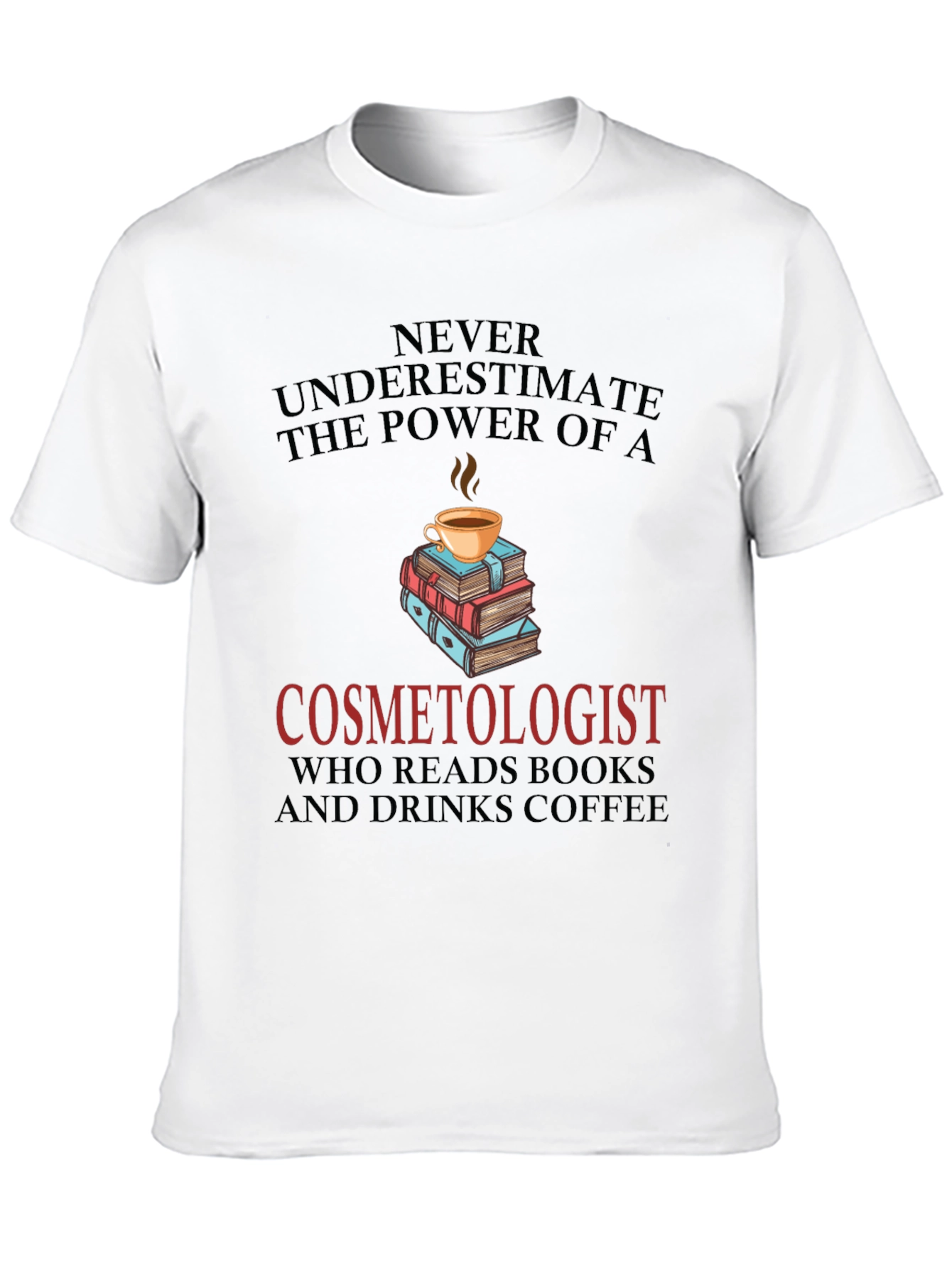 Black Cosmetologist Coffee & Books Graphic Tee view 10