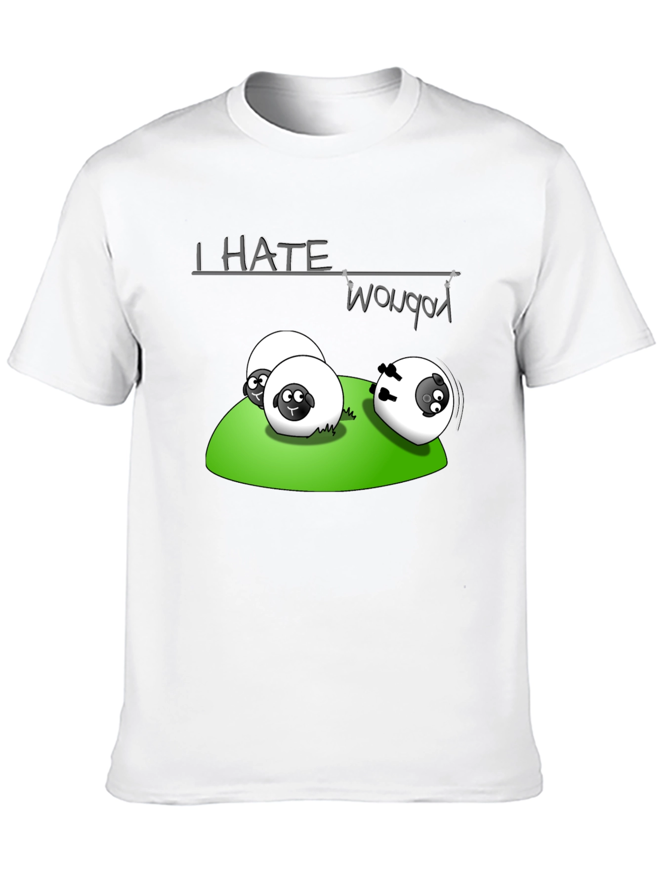 Black I Hate Woobots Funny Sheep Cartoon Black T-Shirt view 10