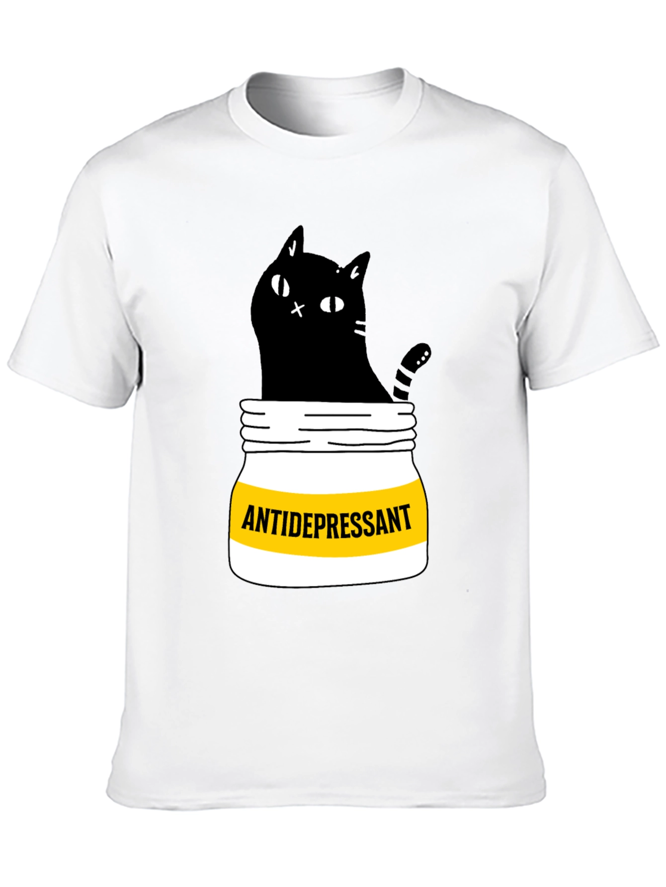 Black Antidepressant Cat T-Shirt - Funny Black Cat Graphic Tee view 10