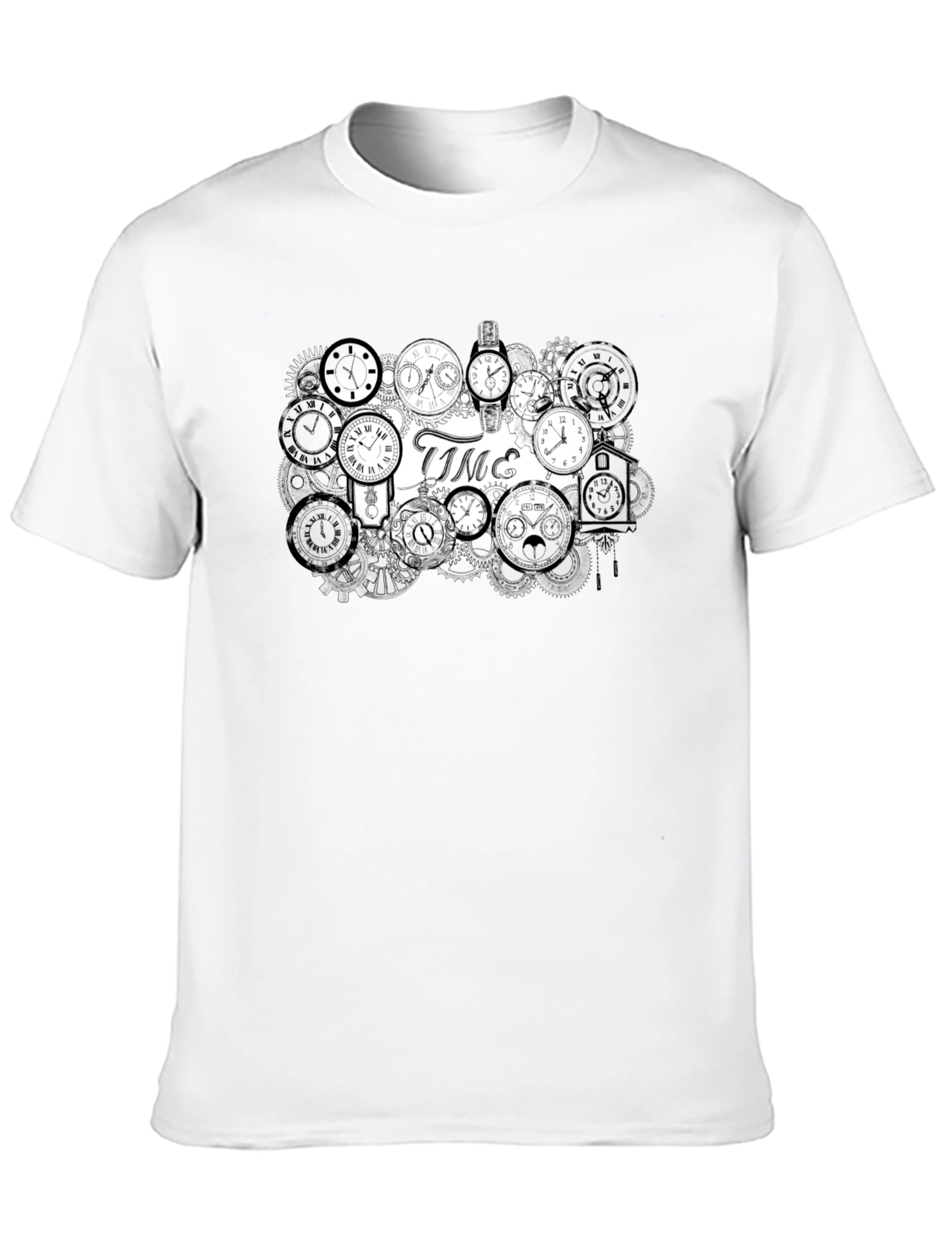 Black Timepiece T-Shirt - Clockwork Design view 10