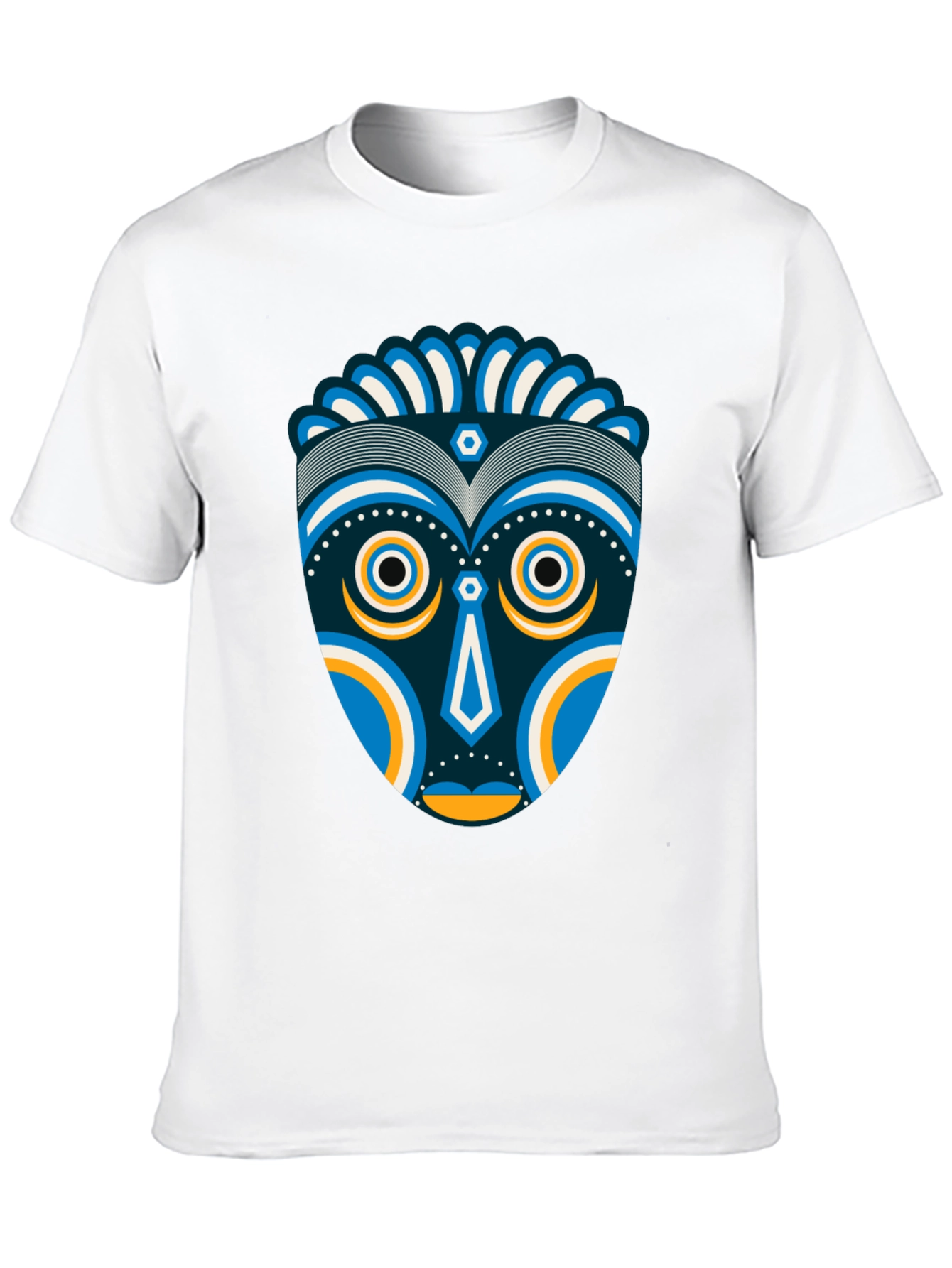 Black Tribal Mask Graphic Tee - Unique Design, Black Cotton Shirt view 10