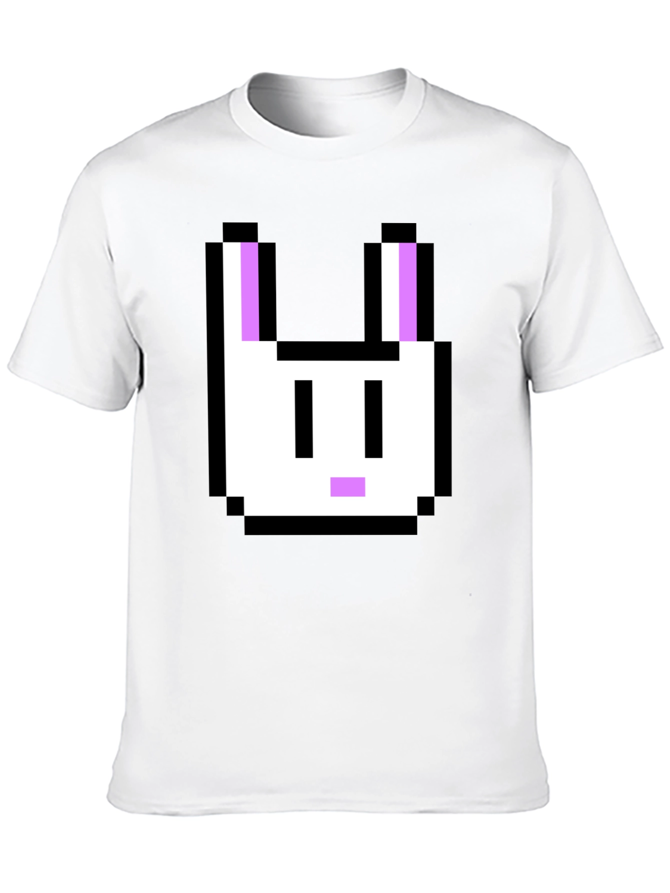 Black Pixel Bunny Graphic Tee - Black Cotton T-Shirt view 10